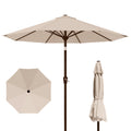 Kingdura 9FT Outdoor Patio Umbrella, Market Table Umbrella with Push Button Tilt and Crank, 8 Sturdy Fiberglass Ribs, UV Protection for Pool, Lawn, Deck, Backyard, Garden (Beige)