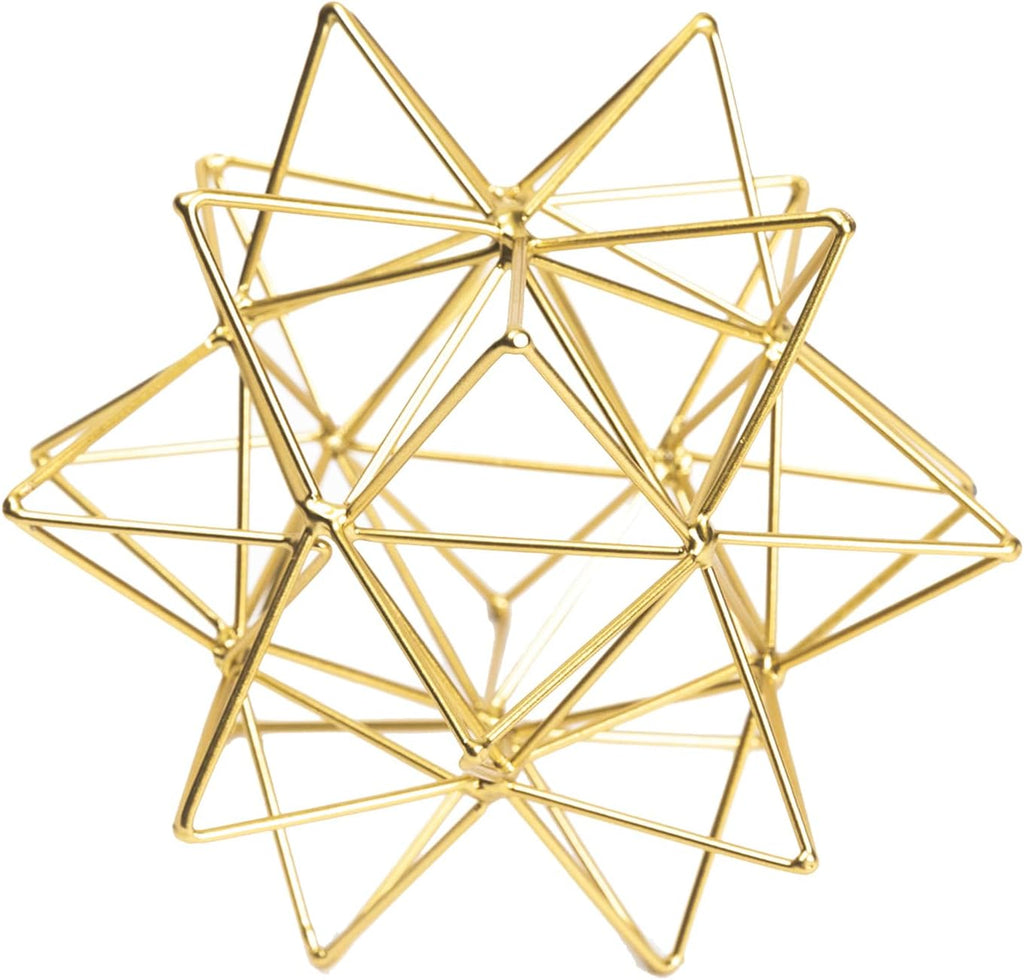 5.75" Gold Decorative Sphere, Metal Geometric Tabletop Decoration, Abstract Gold Decorative Ball, 3D Tabletop Sculpture for Home Metal Sphere Decor