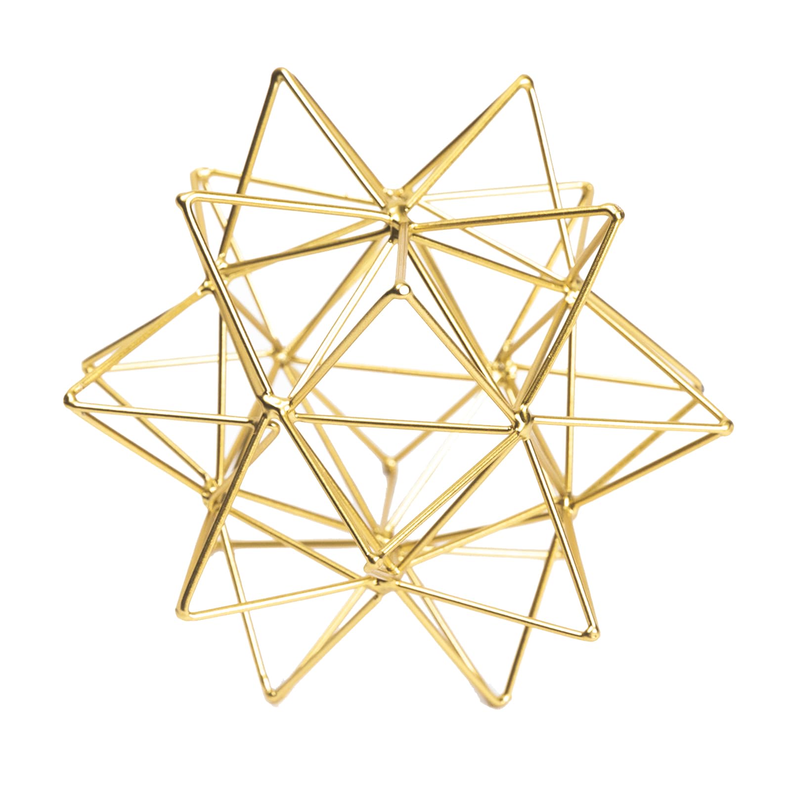 5.75" Gold Decorative Sphere, Metal Geometric Tabletop Decoration, Abstract Gold Decorative Ball, 3D Tabletop Sculpture for Home Metal Sphere Decor