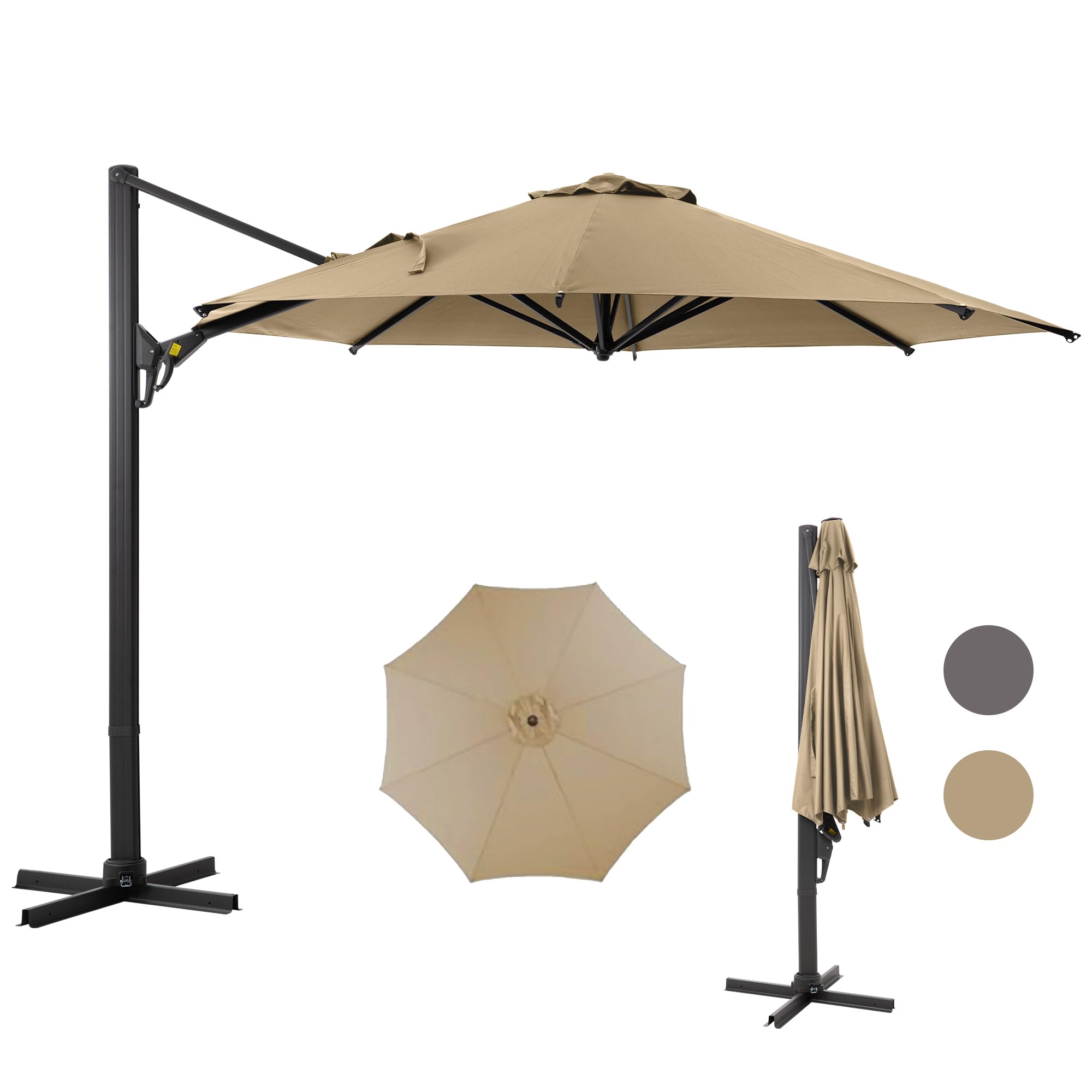 SUNVIVI OUTDOOR Outdoor Patio Umbrella, Patio Umbrella, Market Umbrella, Large Outdoor Umbrella, Metal Pole Umbrella with Push Button Tilt and Crank, Polyester Canopy