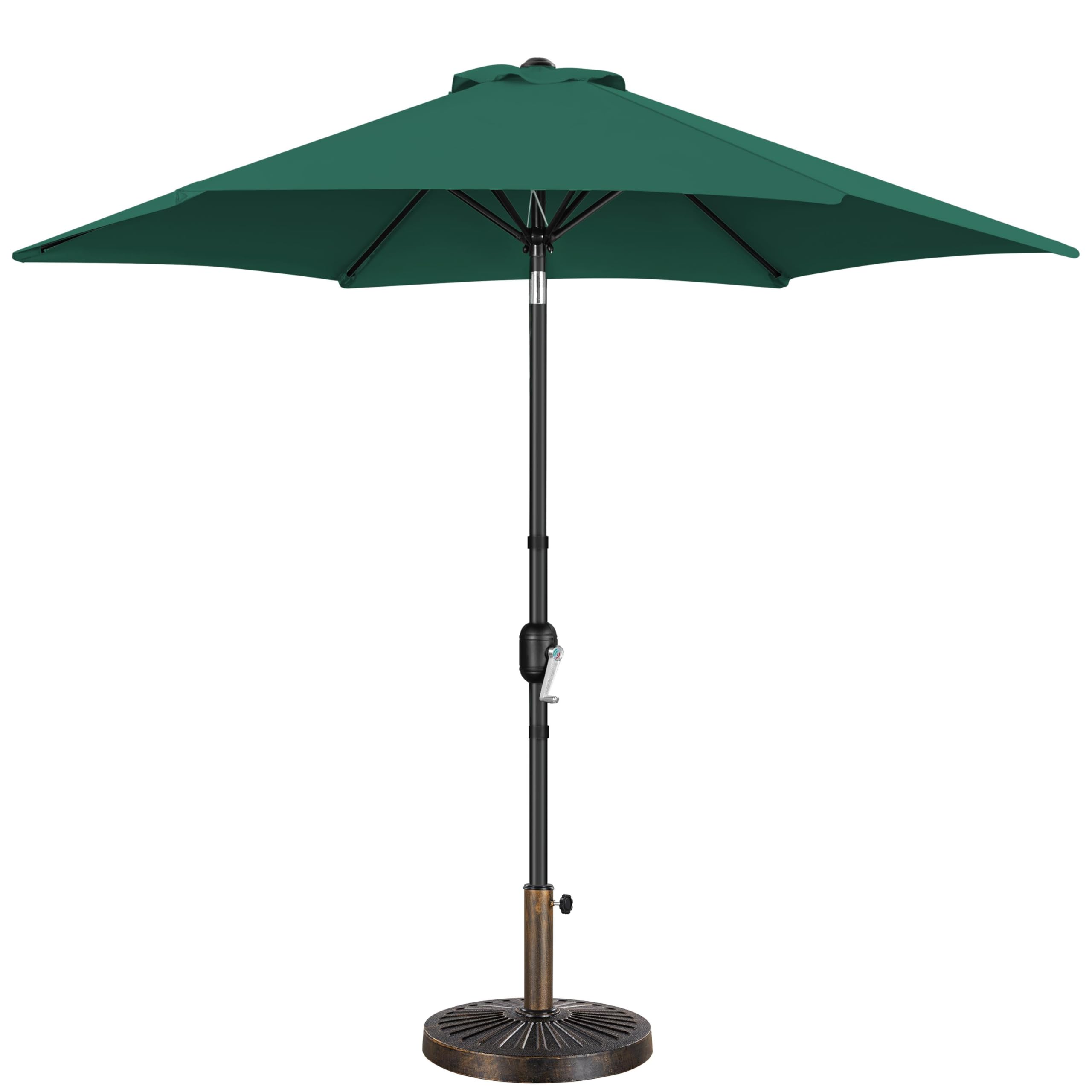 Yaheetech 9FT Patio Umbrella Outdoor with Heavy Duty Base Included,Table Umbrella with Push Button Tilt and Crank, UV Protection Waterproof for Yard/Outdoor/Wedding Parties and Events - Tan