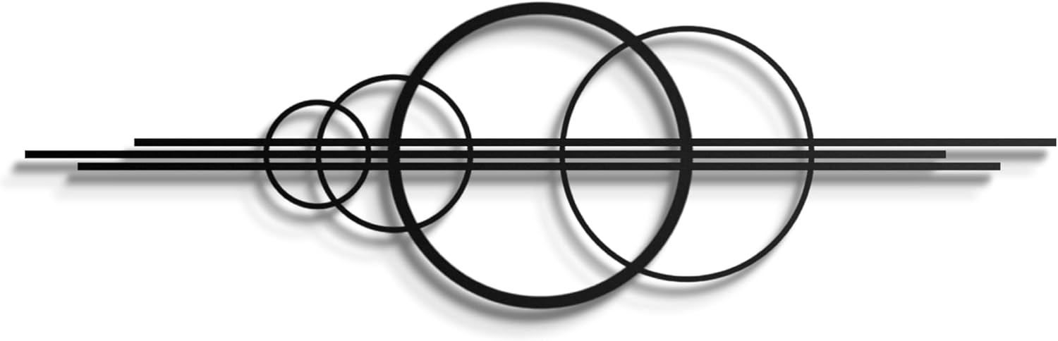 Modern Geometric Metal Wall Art – Abstract Circle Sculpture, Minimalist Wall Decor for Living Room, Bedroom, Office – 3D Metal Design, Large Contemporary Wall Hanging – Modern Home Decor – Great Gift Idea, Christmas Gift (50"x15")