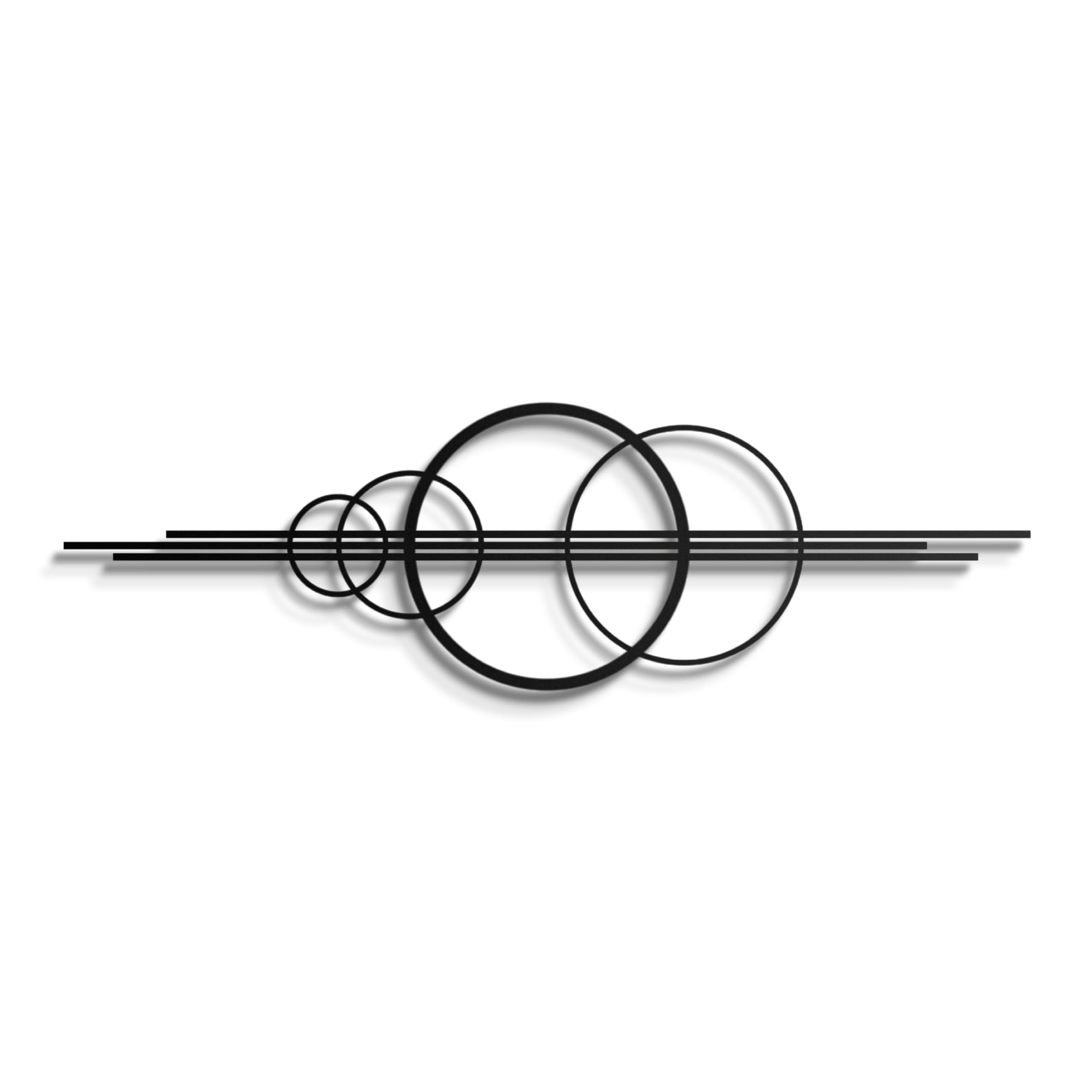 Modern Geometric Metal Wall Art – Abstract Circle Sculpture, Minimalist Wall Decor for Living Room, Bedroom, Office – 3D Metal Design, Large Contemporary Wall Hanging – Modern Home Decor – Great Gift Idea, Christmas Gift (50"x15")