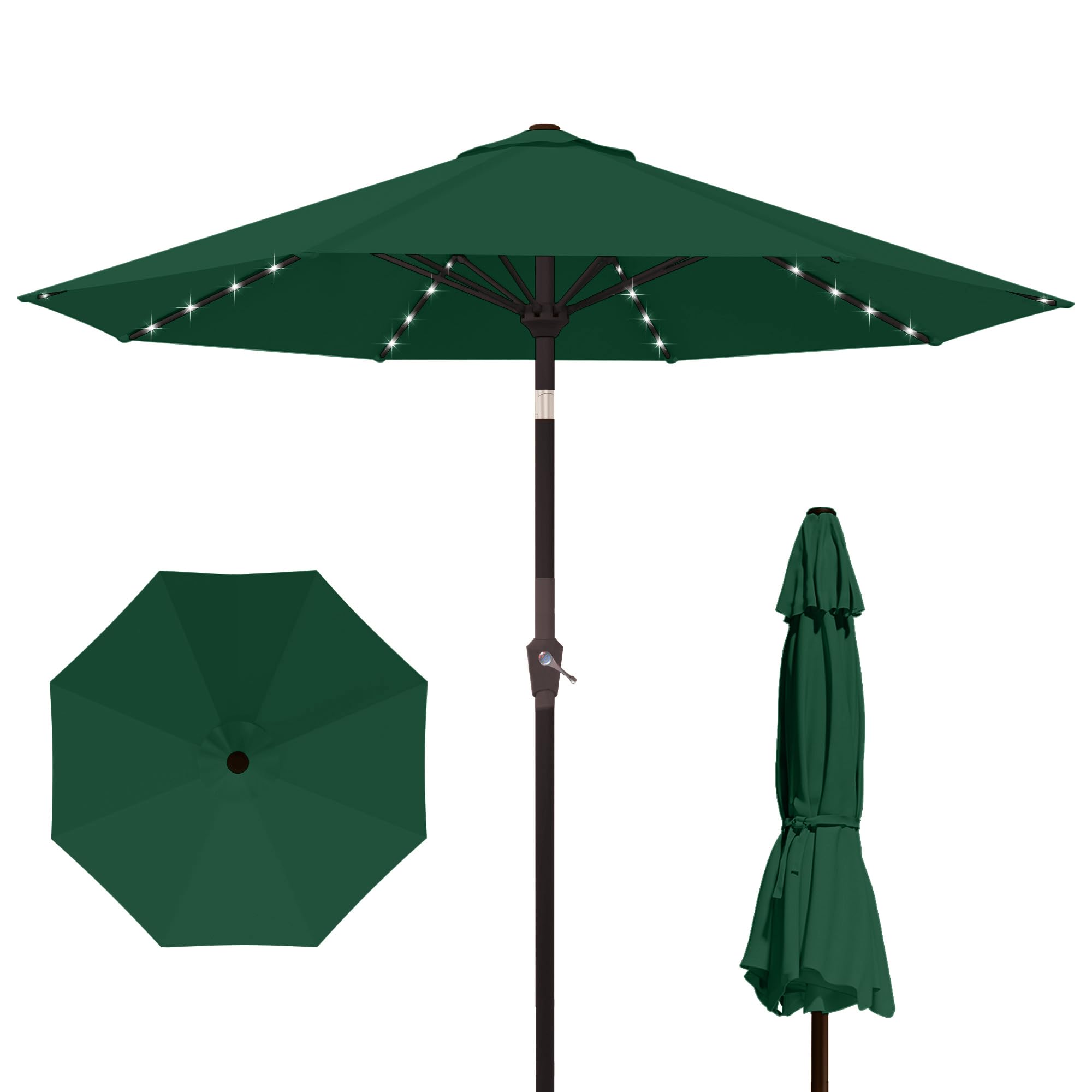 Kingdura 9FT Outdoor Patio Umbrella, Market Table Umbrella with Push Button Tilt and Crank, 8 Sturdy Fiberglass Ribs, UV Protection for Pool, Lawn, Deck, Backyard, Garden (Beige)