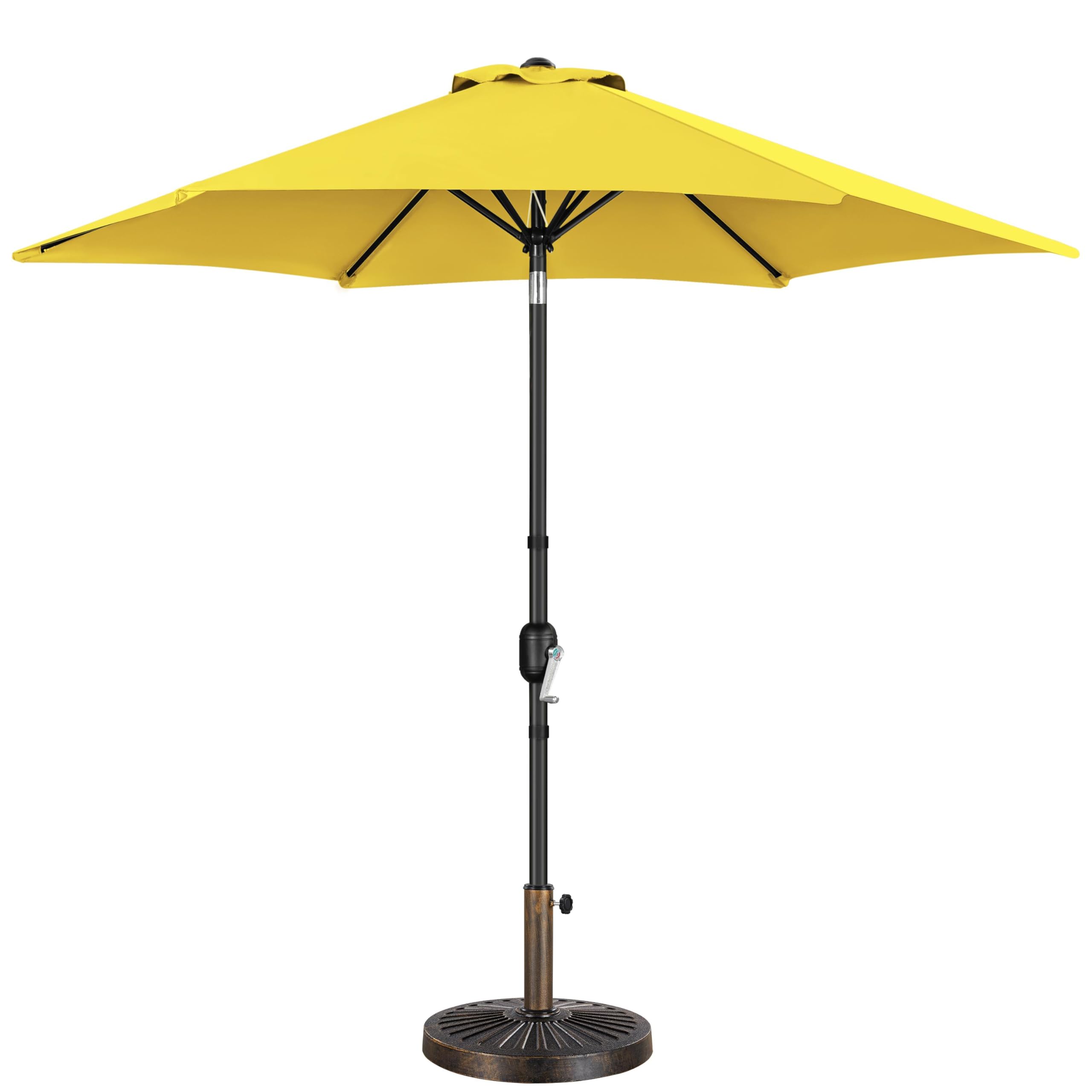 Yaheetech 9FT Patio Umbrella Outdoor with Heavy Duty Base Included,Table Umbrella with Push Button Tilt and Crank, UV Protection Waterproof for Yard/Outdoor/Wedding Parties and Events - Tan