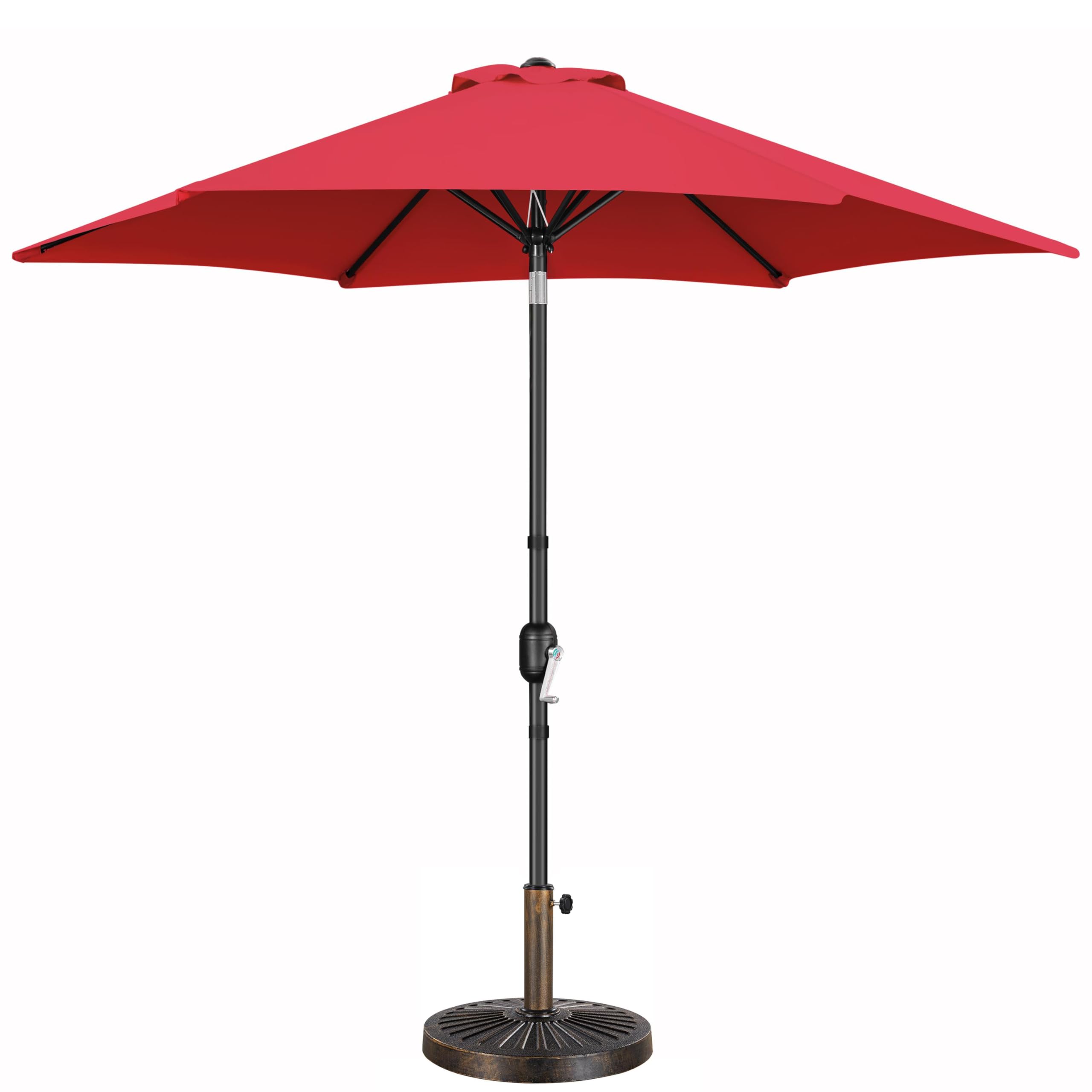 Yaheetech 9FT Patio Umbrella Outdoor with Heavy Duty Base Included,Table Umbrella with Push Button Tilt and Crank, UV Protection Waterproof for Yard/Outdoor/Wedding Parties and Events - Tan
