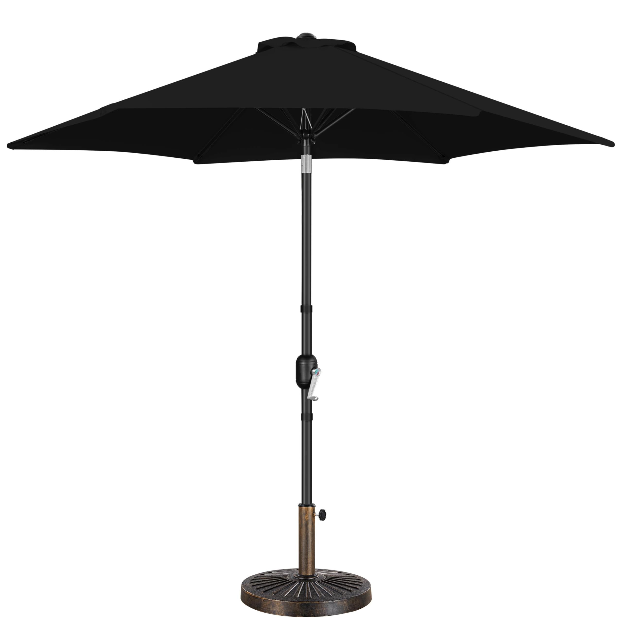 Yaheetech 9FT Patio Umbrella Outdoor with Heavy Duty Base Included,Table Umbrella with Push Button Tilt and Crank, UV Protection Waterproof for Yard/Outdoor/Wedding Parties and Events - Tan