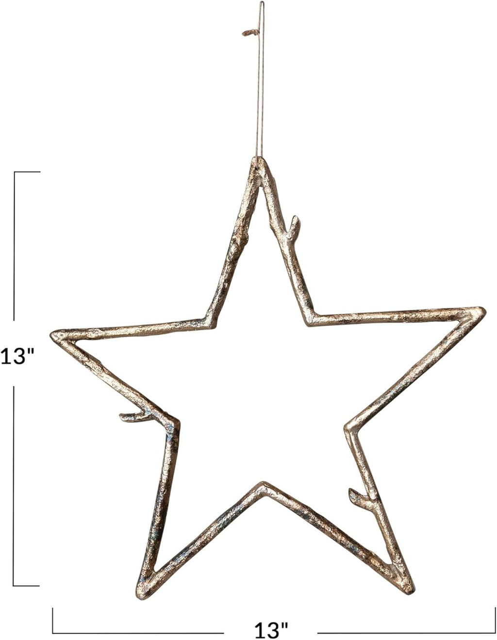Creative Co-Op Metal Twig Star Ornament, Antique Gold Finish