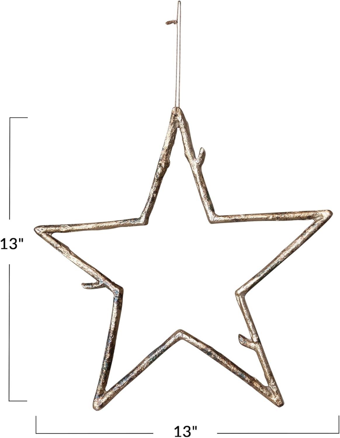 Creative Co-Op Metal Twig Star Ornament, Antique Gold Finish