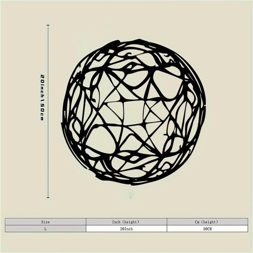 Modern Minimalist Metal Sphere Wall Art - Black iron Sculpture with Concentric Circles, Home Office Decor for Living Room, Bedroom, Christmas, Birthday, New Year's Decor(50cm/20inch)