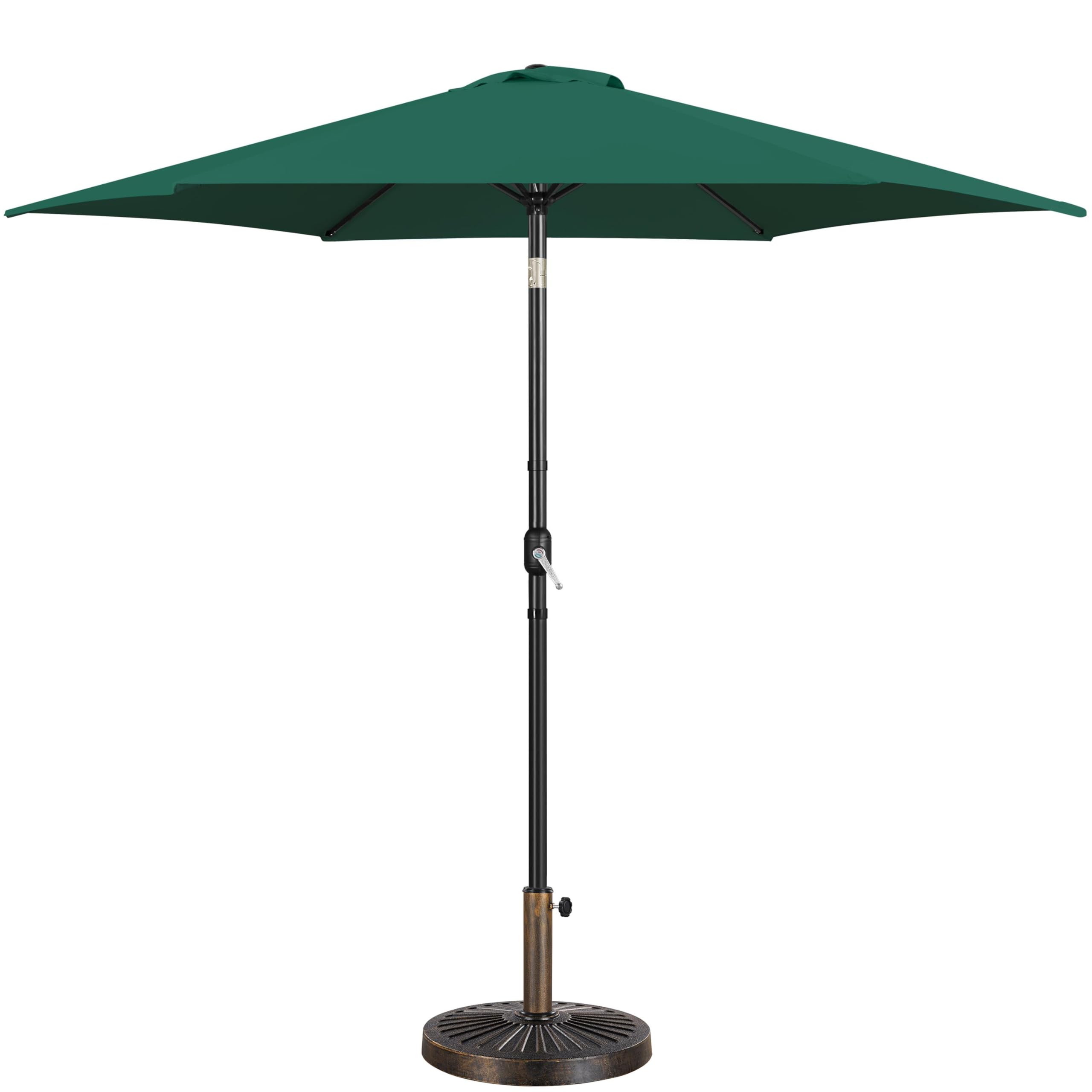 Yaheetech 9FT Patio Umbrella Outdoor with Heavy Duty Base Included,Table Umbrella with Push Button Tilt and Crank, UV Protection Waterproof for Yard/Outdoor/Wedding Parties and Events - Tan