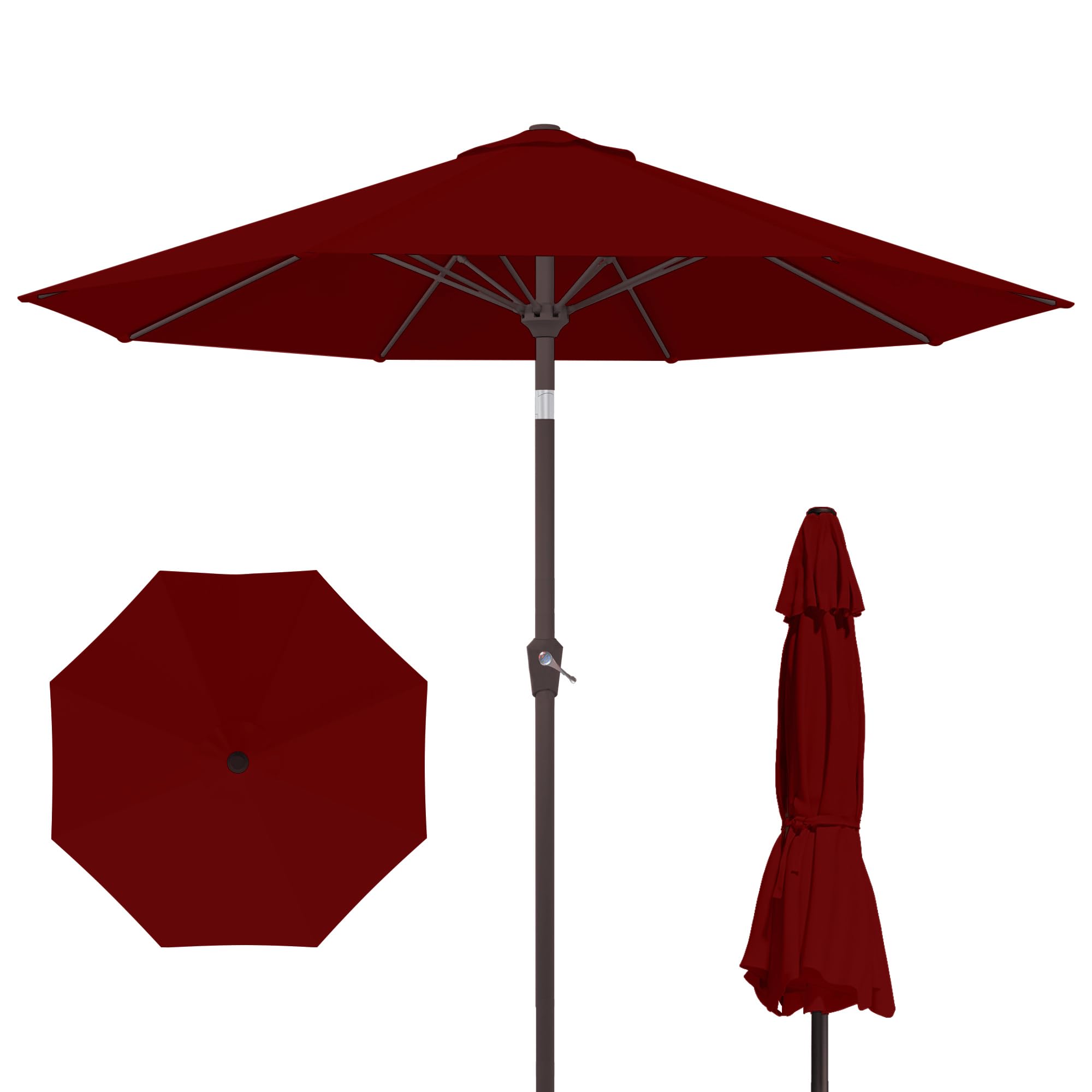 Kingdura 9FT Outdoor Patio Umbrella, Market Table Umbrella with Push Button Tilt and Crank, 8 Sturdy Fiberglass Ribs, UV Protection for Pool, Lawn, Deck, Backyard, Garden (Beige)