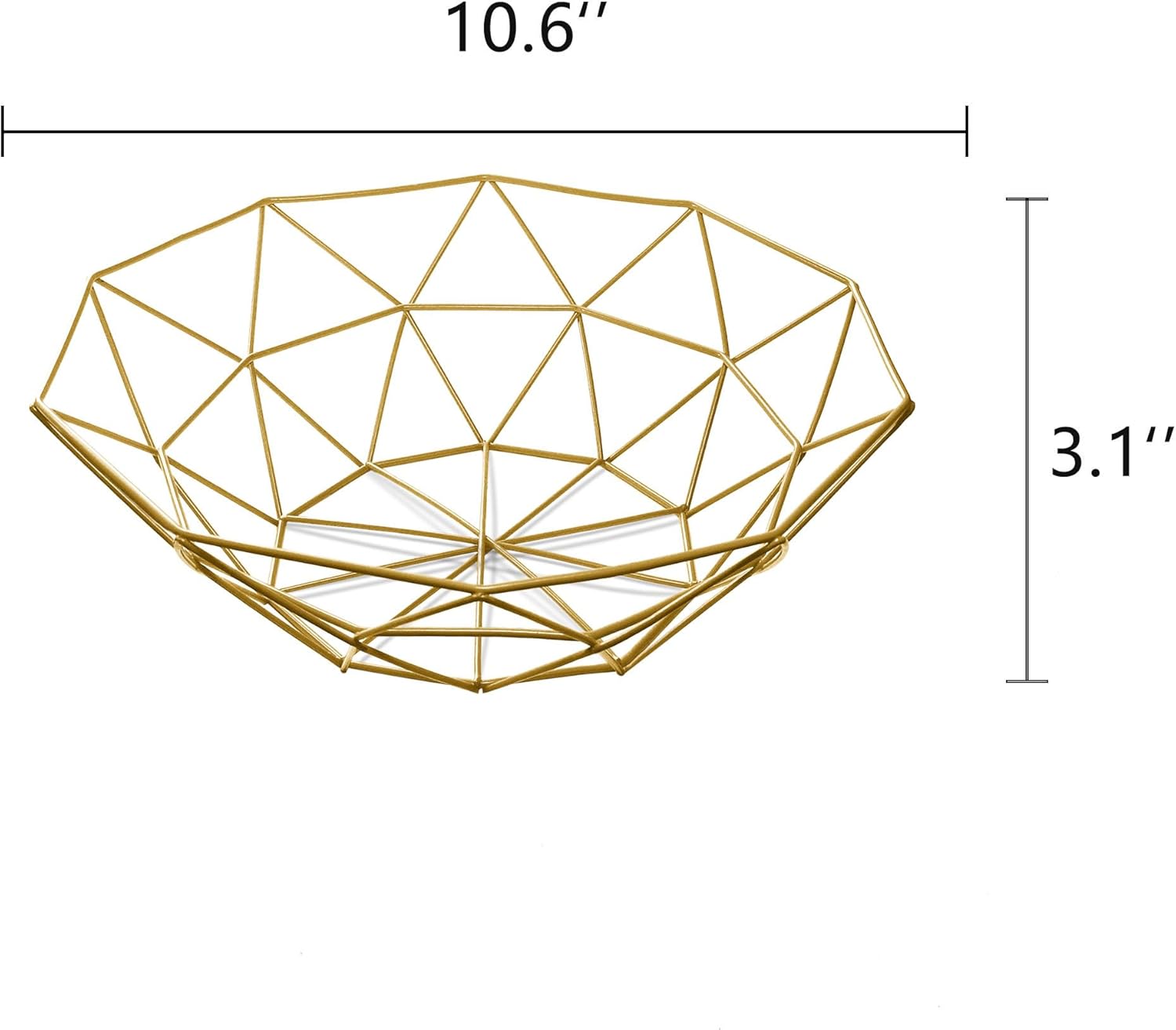IBWell Geometric Metal Wire Fruit Bowl, Iron Arts Fruit Storage Baskets (Gold, Normal)