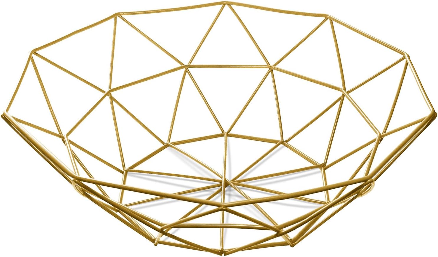 IBWell Geometric Metal Wire Fruit Bowl, Iron Arts Fruit Storage Baskets (Gold, Normal)