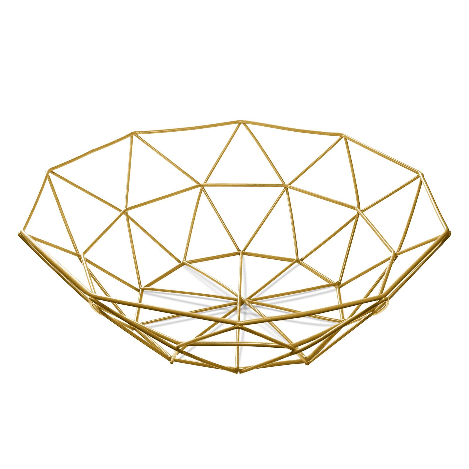 IBWell Geometric Metal Wire Fruit Bowl, Iron Arts Fruit Storage Baskets (Gold, Normal)