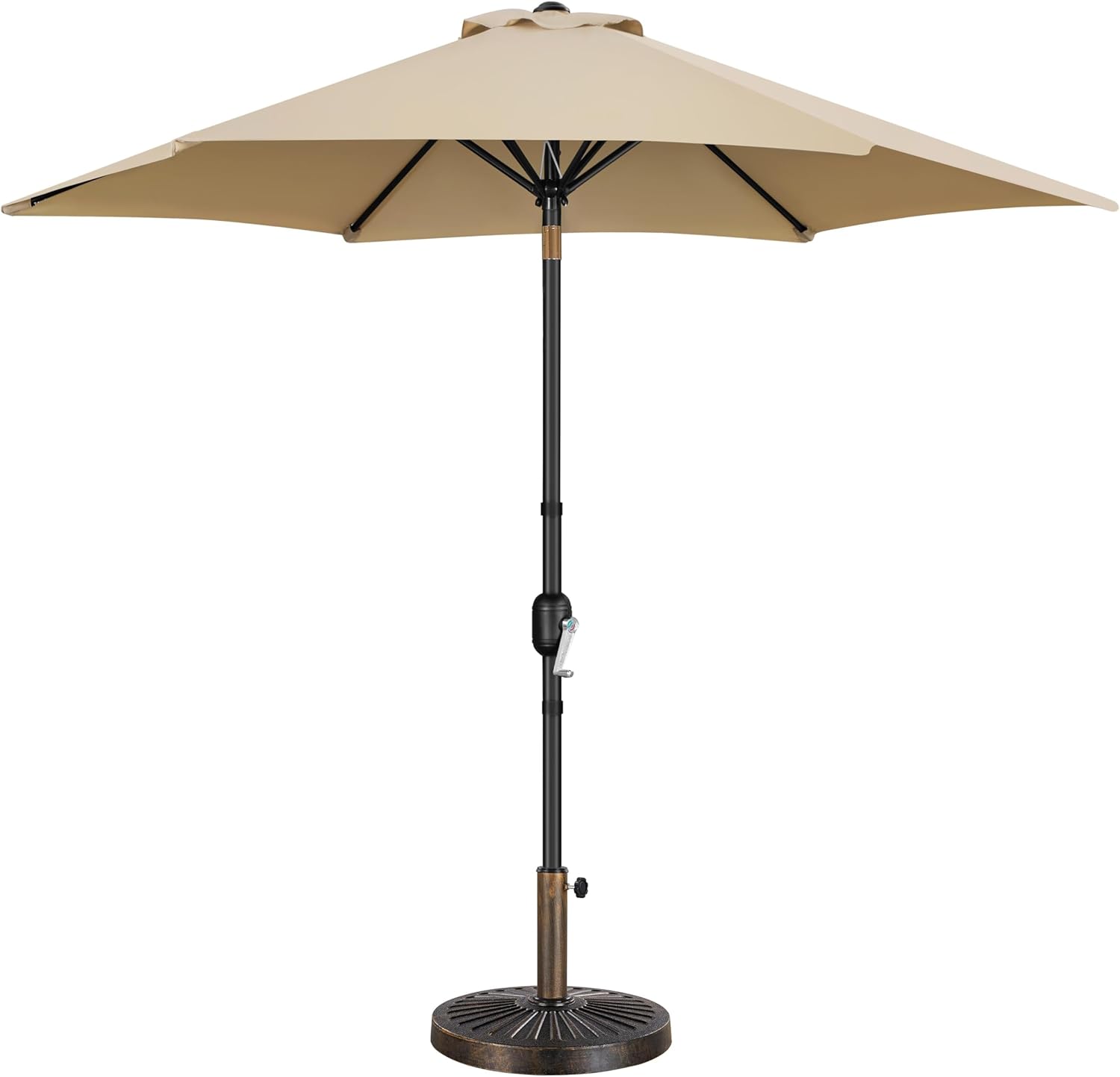 Yaheetech 9FT Patio Umbrella Outdoor with Heavy Duty Base Included,Table Umbrella with Push Button Tilt and Crank, UV Protection Waterproof for Yard/Outdoor/Wedding Parties and Events - Tan