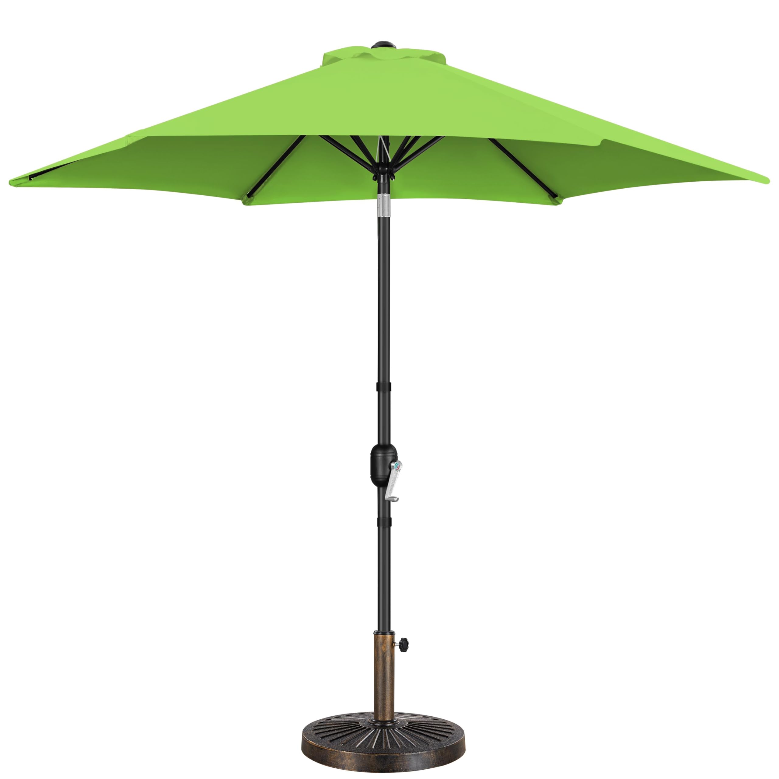 Yaheetech 9FT Patio Umbrella Outdoor with Heavy Duty Base Included,Table Umbrella with Push Button Tilt and Crank, UV Protection Waterproof for Yard/Outdoor/Wedding Parties and Events - Tan
