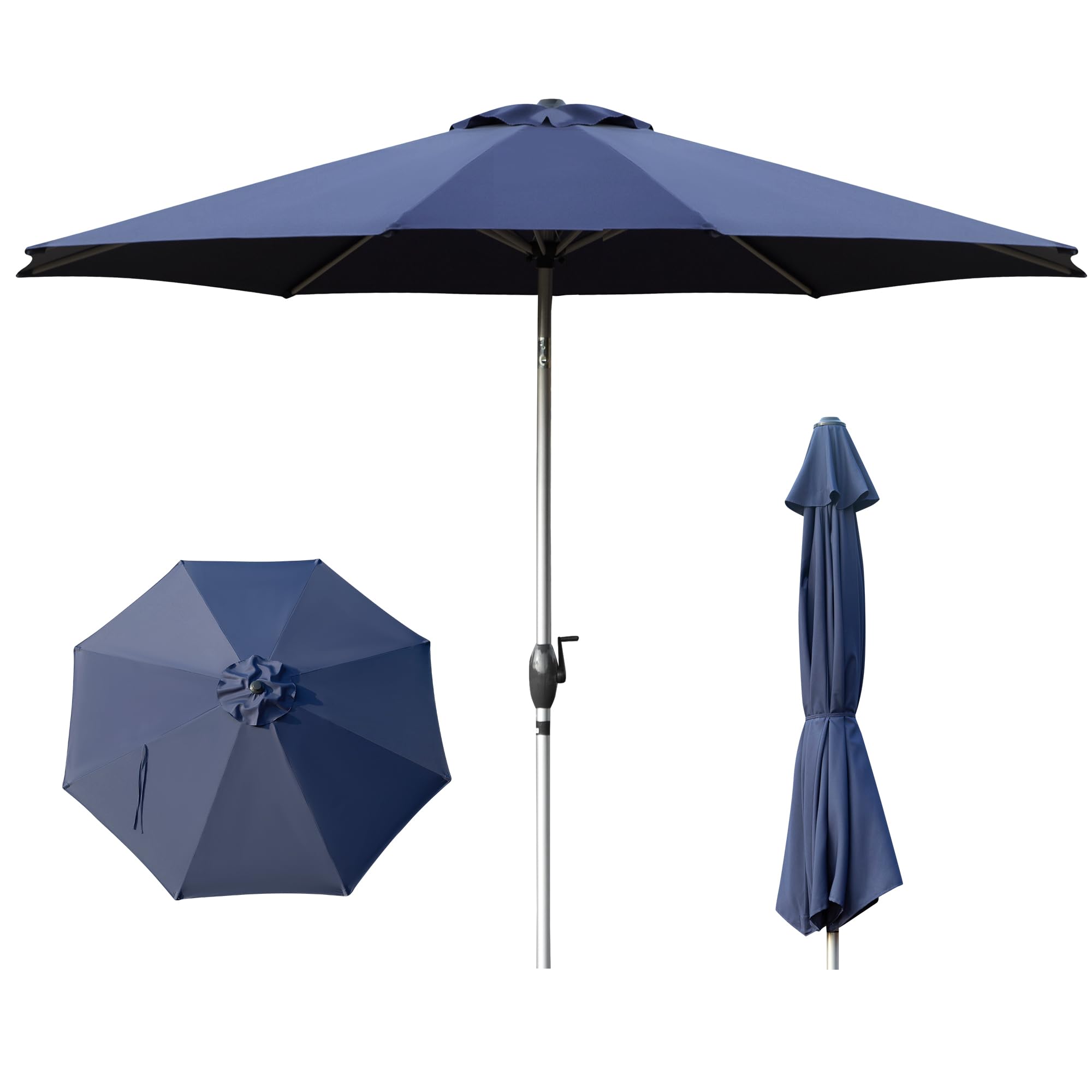 Domi 10FT Outdoor Patio Umbrella, Aluminum Large Table Umbrellas with 8 Sturdy Ribs, Tilt and Sun Umbrellas for Outdoor, Garden, Deck, Backyard and Pool (10FT, Gray)