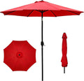 9FT Patio Umbrella - Wind Resistant Outdoor Market Umbrella with Waterproof 180G PG Fabric, UPF 50+ Sun Protection, Heavy Duty Aluminum Pole for Garden, Beach, Deck, Backyard, Red