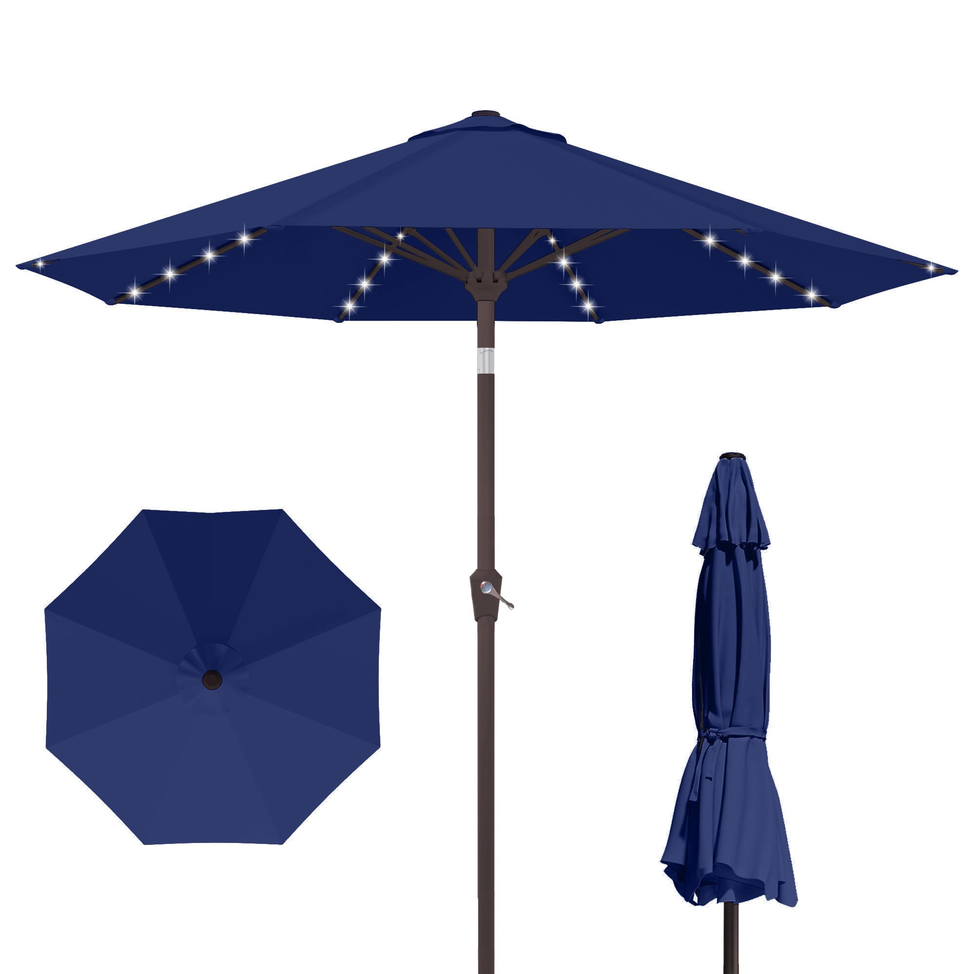 Kingdura 9FT Outdoor Patio Umbrella, Market Table Umbrella with Push Button Tilt and Crank, 8 Sturdy Fiberglass Ribs, UV Protection for Pool, Lawn, Deck, Backyard, Garden (Beige)