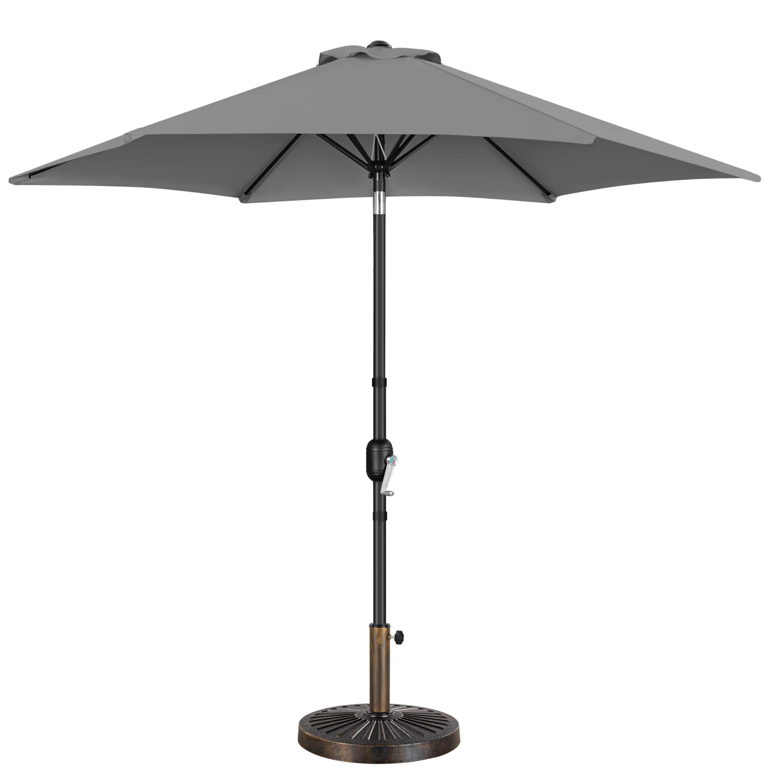 Yaheetech 9FT Patio Umbrella Outdoor with Heavy Duty Base Included,Table Umbrella with Push Button Tilt and Crank, UV Protection Waterproof for Yard/Outdoor/Wedding Parties and Events - Tan