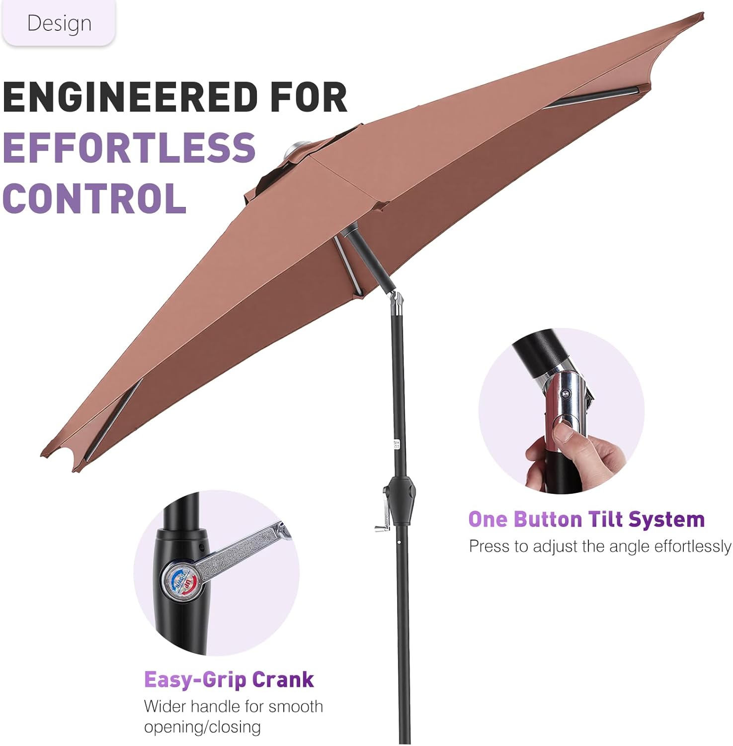 NEWBULIG Patio Umbrella, Outdoor Table Umbrellas with Push Button Tilt and Crank, Sturdy Ribs, Waterproof, UV Protection and Fade Resistant, for Pool, Garden, Market, Backyard