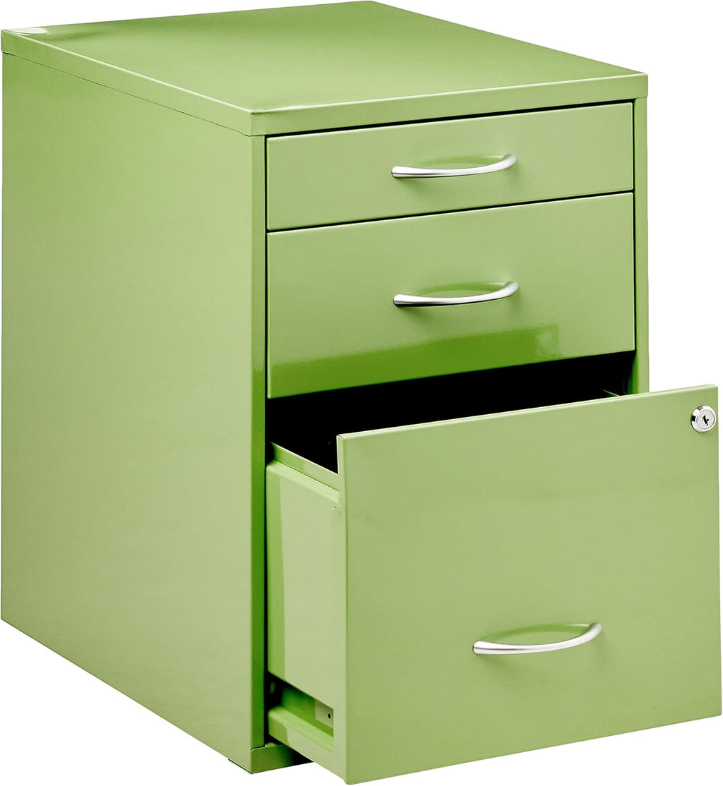 OSP Home Furnishings HPB Heavy Duty 3-Drawer Metal File Cabinet for Standard Files and Office Supplies, Green Finish