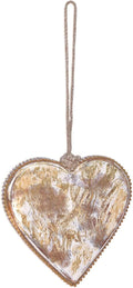 Sunset Vista Designs Rustic Sparkly Abstract Design Heart Shaped Textured Gold 5 x 5 Wood and Plastic Ornament with Hanger Loop