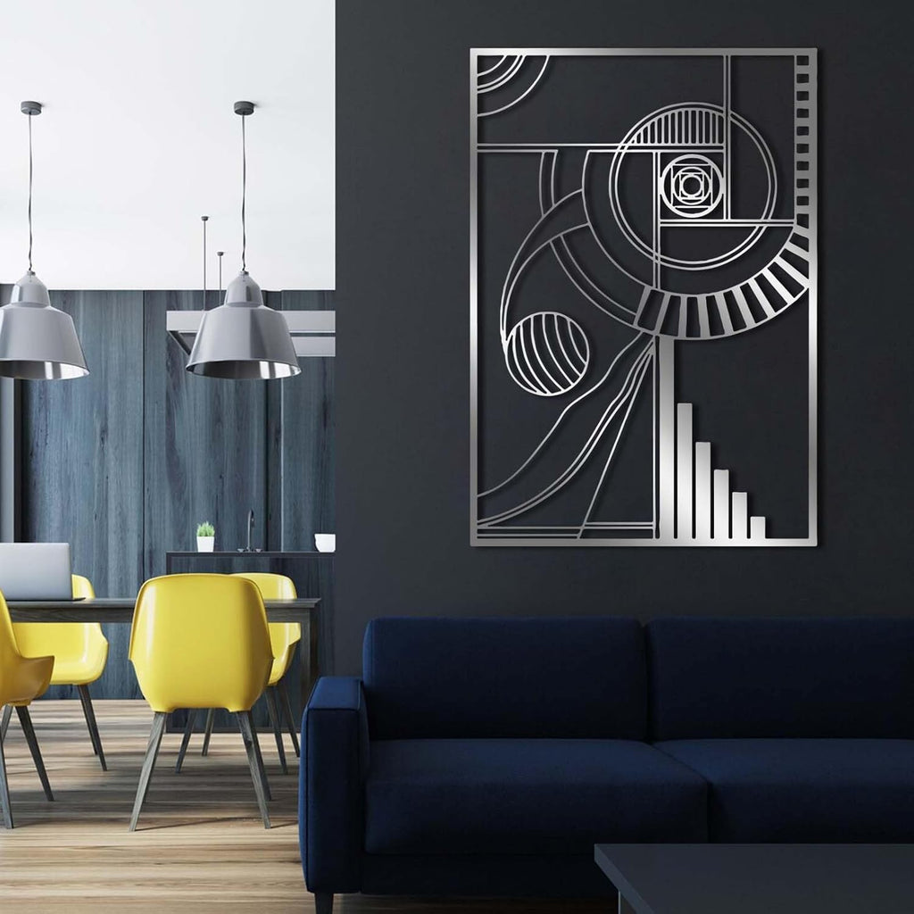 Sacred Geometry Wall Art, Golden Ratio Fibonacci Spiral Unique Metal Decor, Geometric, Modern Line, Living Room