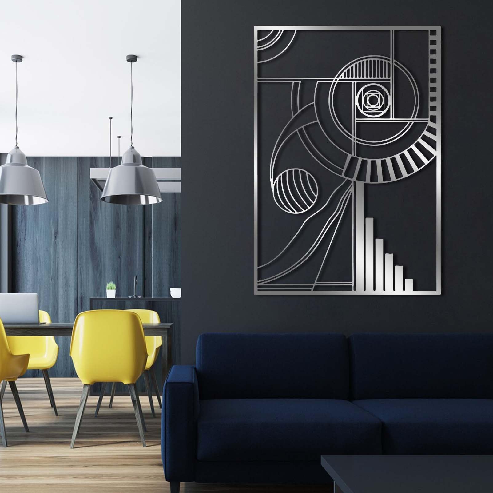 Sacred Geometry Wall Art, Golden Ratio Fibonacci Spiral Unique Metal Decor, Geometric, Modern Line, Living Room
