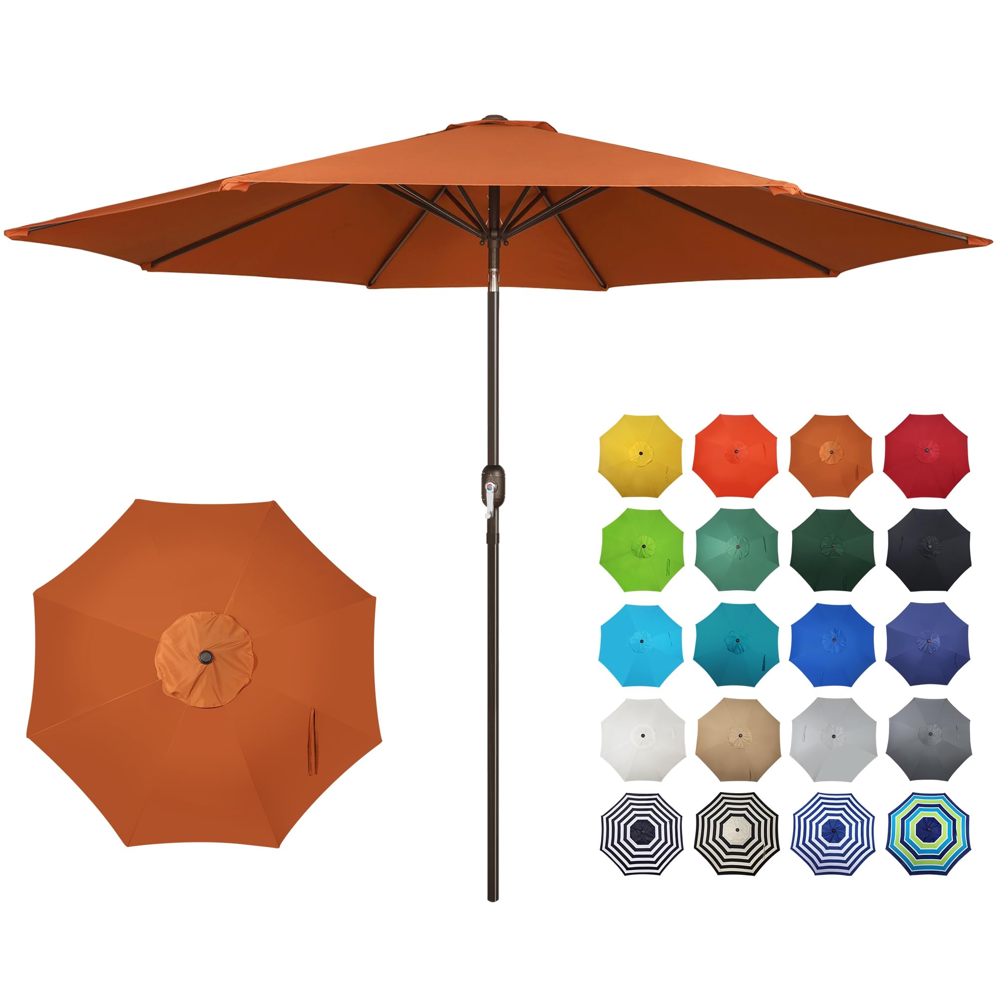 Blissun 10FT Outdoor Patio Umbrella, Outdoor Table Umbrella, Yard Umbrella, Market Umbrella with 8 Sturdy Ribs, Push Button Tilt and Crank