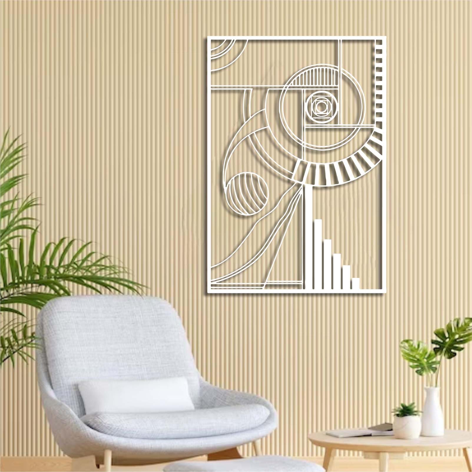 Sacred Geometry Wall Art, Golden Ratio Fibonacci Spiral Unique Metal Decor, Geometric, Modern Line, Living Room