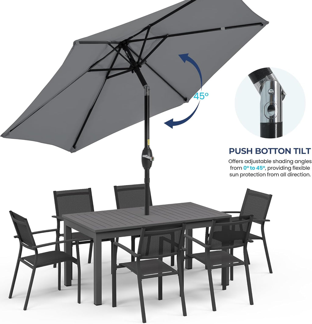 SUNVIVI OUTDOOR Outdoor Patio Umbrella, Patio Umbrella, Market Umbrella, Large Outdoor Umbrella, Metal Pole Umbrella with Push Button Tilt and Crank, Polyester Canopy