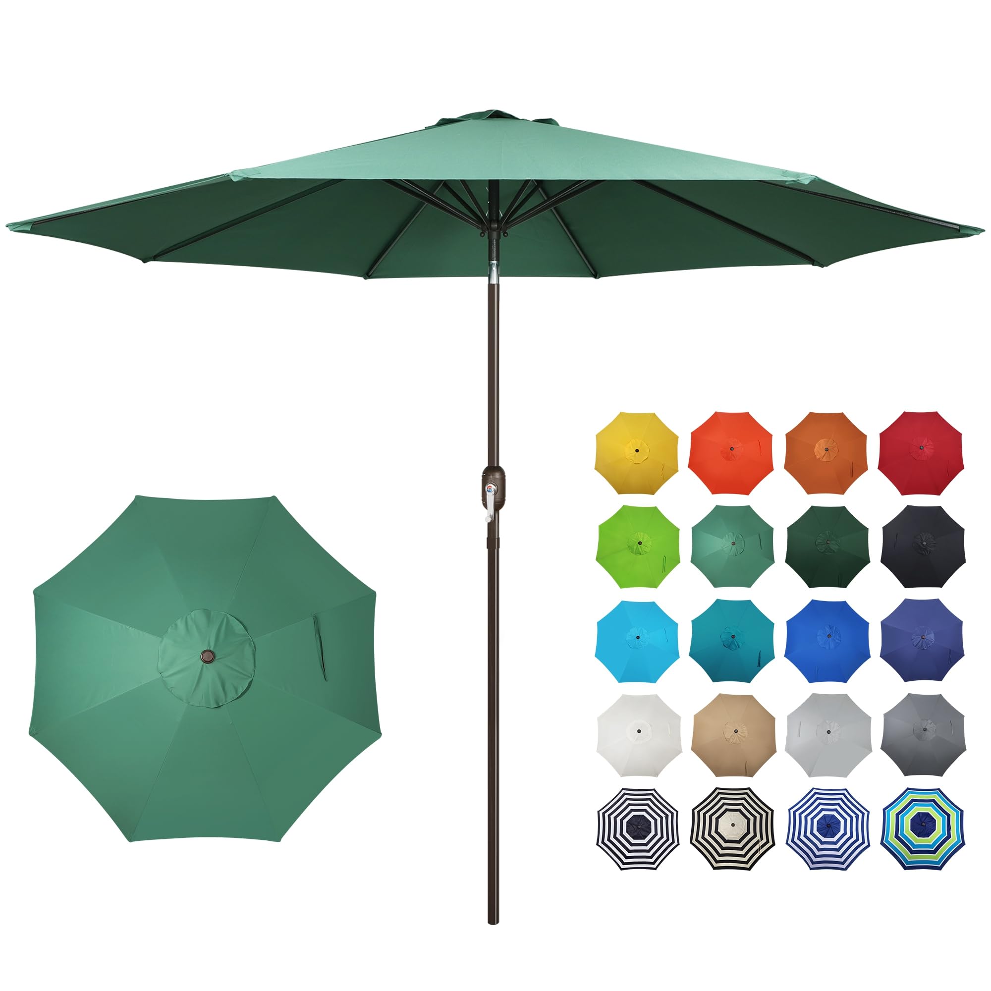 Blissun 10FT Outdoor Patio Umbrella, Outdoor Table Umbrella, Yard Umbrella, Market Umbrella with 8 Sturdy Ribs, Push Button Tilt and Crank