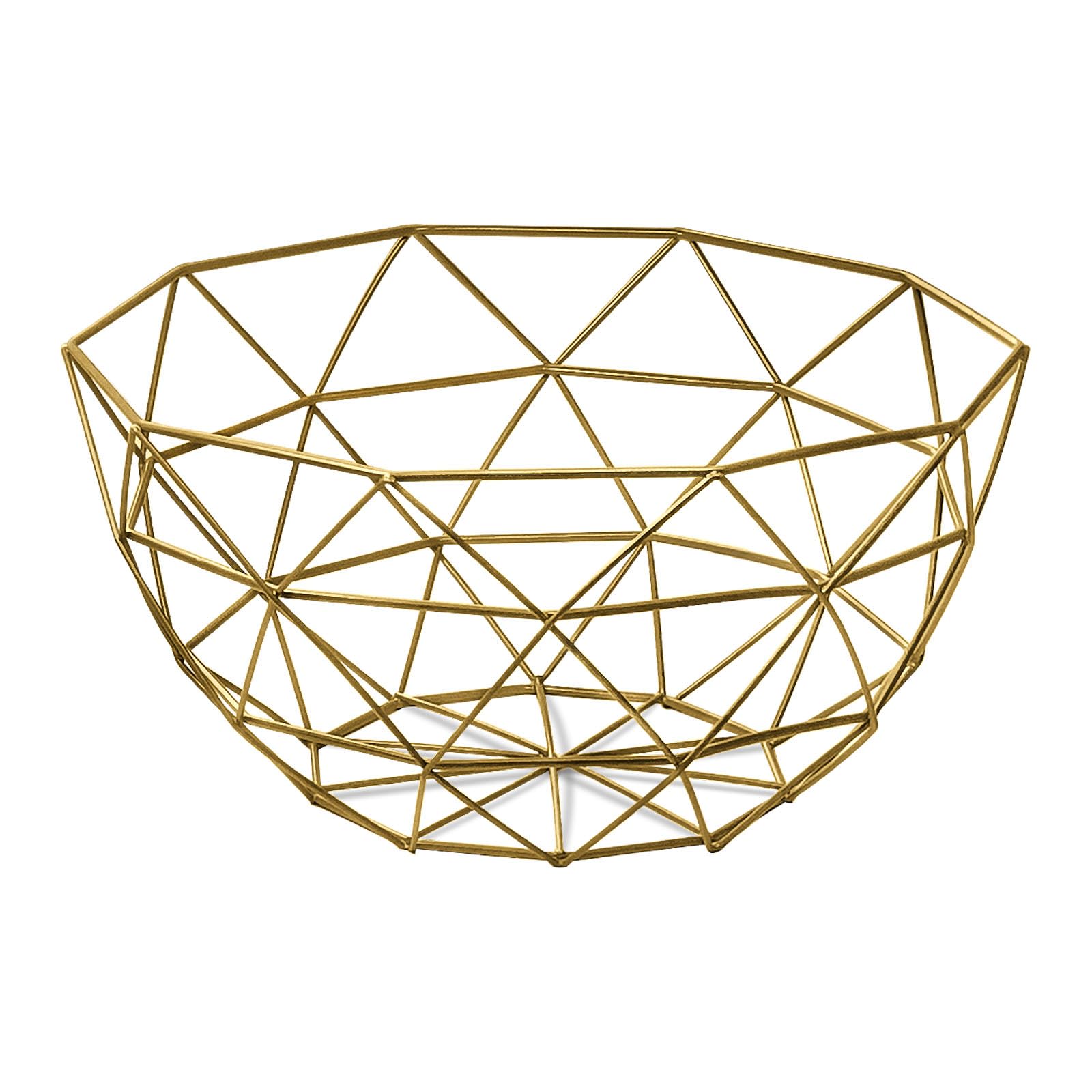 IBWell Geometric Metal Wire Fruit Bowl, Iron Arts Fruit Storage Baskets (Gold, Normal)