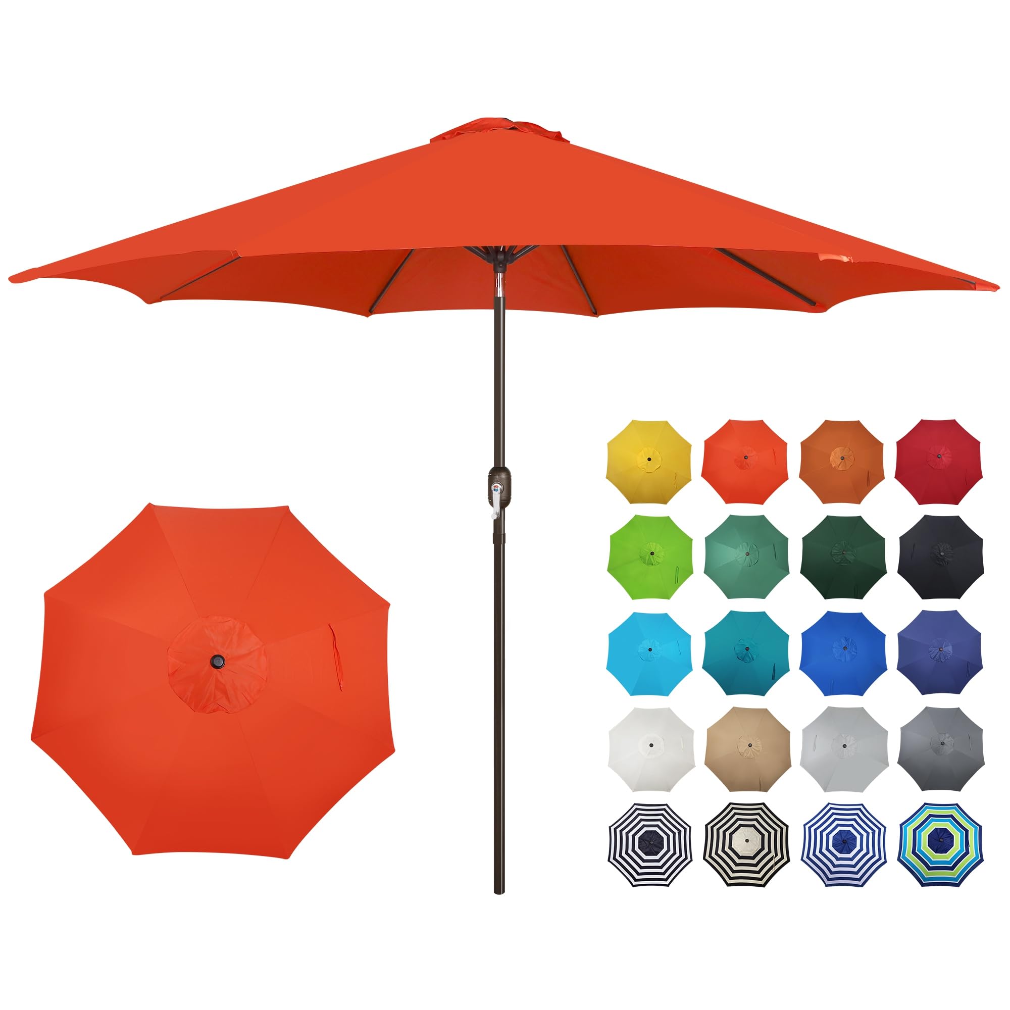 Blissun 10FT Outdoor Patio Umbrella, Outdoor Table Umbrella, Yard Umbrella, Market Umbrella with 8 Sturdy Ribs, Push Button Tilt and Crank