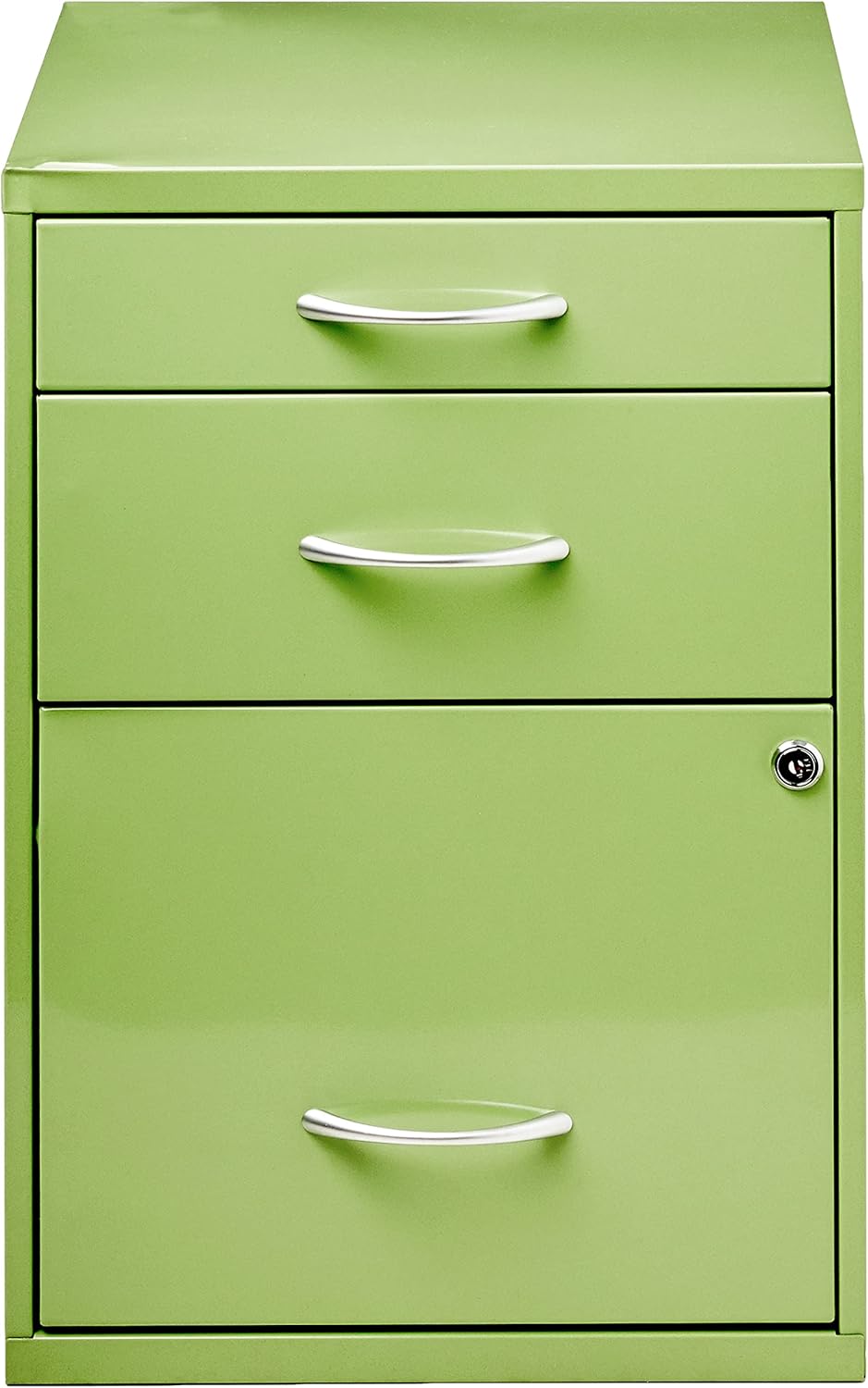 OSP Home Furnishings HPB Heavy Duty 3-Drawer Metal File Cabinet for Standard Files and Office Supplies, Green Finish