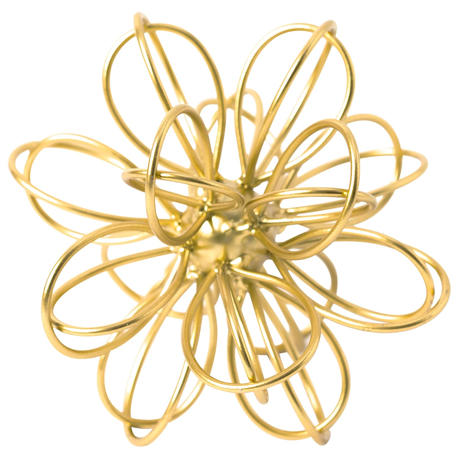 5.75" Gold Decorative Sphere, Metal Geometric Tabletop Decoration, Abstract Gold Decorative Ball, 3D Tabletop Sculpture for Home Metal Sphere Decor