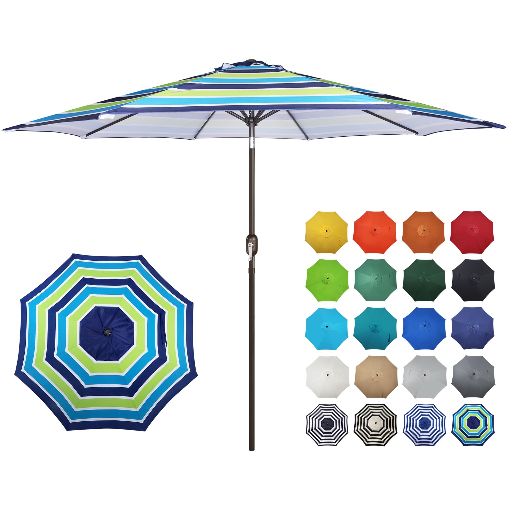 Blissun 10FT Outdoor Patio Umbrella, Outdoor Table Umbrella, Yard Umbrella, Market Umbrella with 8 Sturdy Ribs, Push Button Tilt and Crank