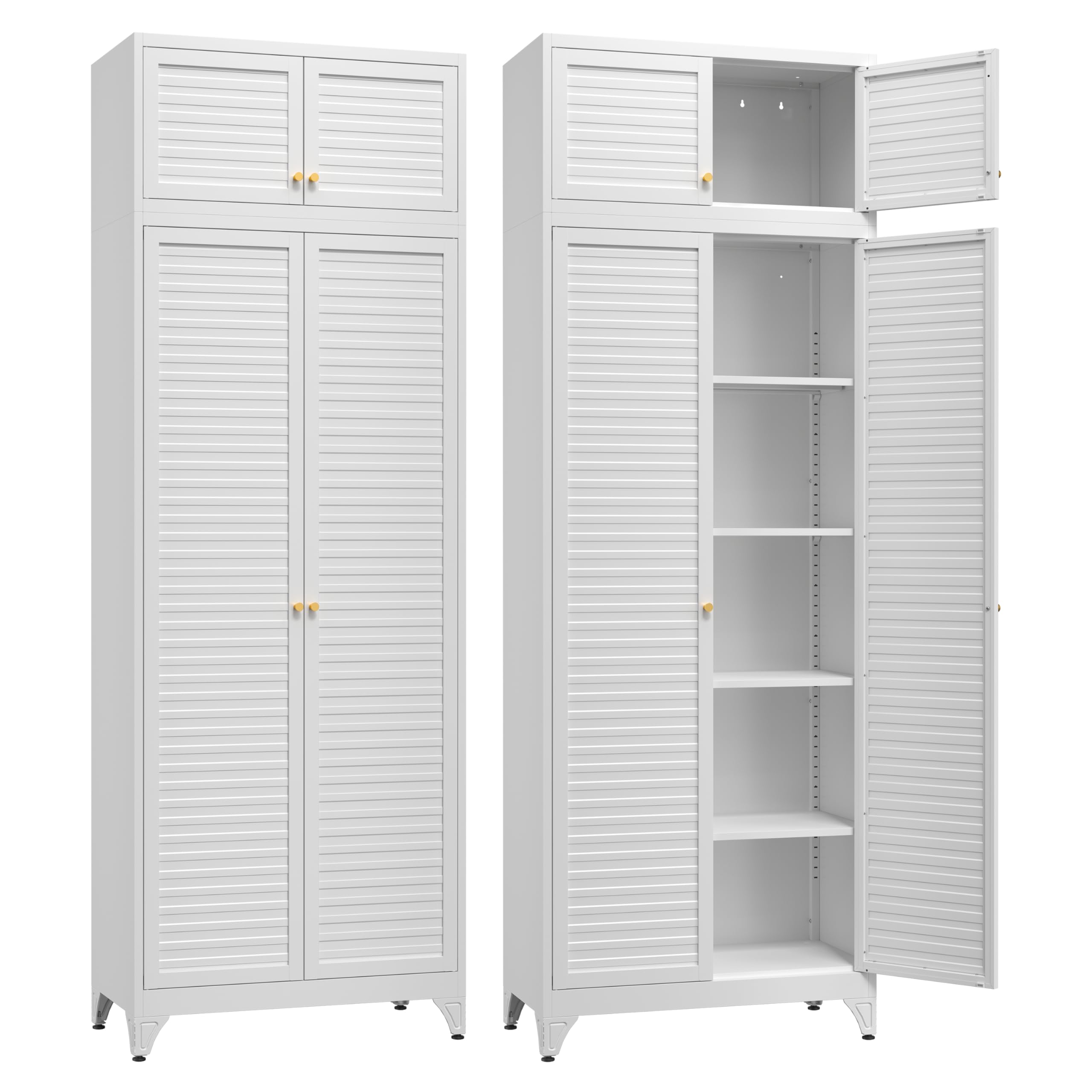 SteeLoong Kitchen Pantry Cabinet,75" Metal Storage Cabinet with Doors and 5 Adjustable Shelves,Black Tall Locker Organizer Steel Garage Cabinets for Tool,File Cabinet for Office,Kitchen,Garage,School