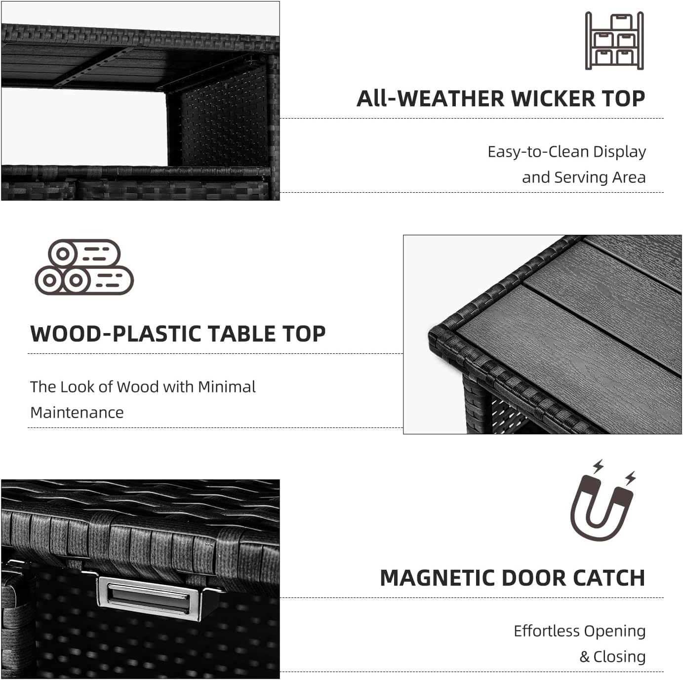 U-MAX Outdoor Grill Table with Storage Kitchen Island Prep Table with Wheels, Storage Cabinets Outdoor, BBQ Serving, Cart Cooking Grilling Station for Patio, Outside, Backyard, Bar