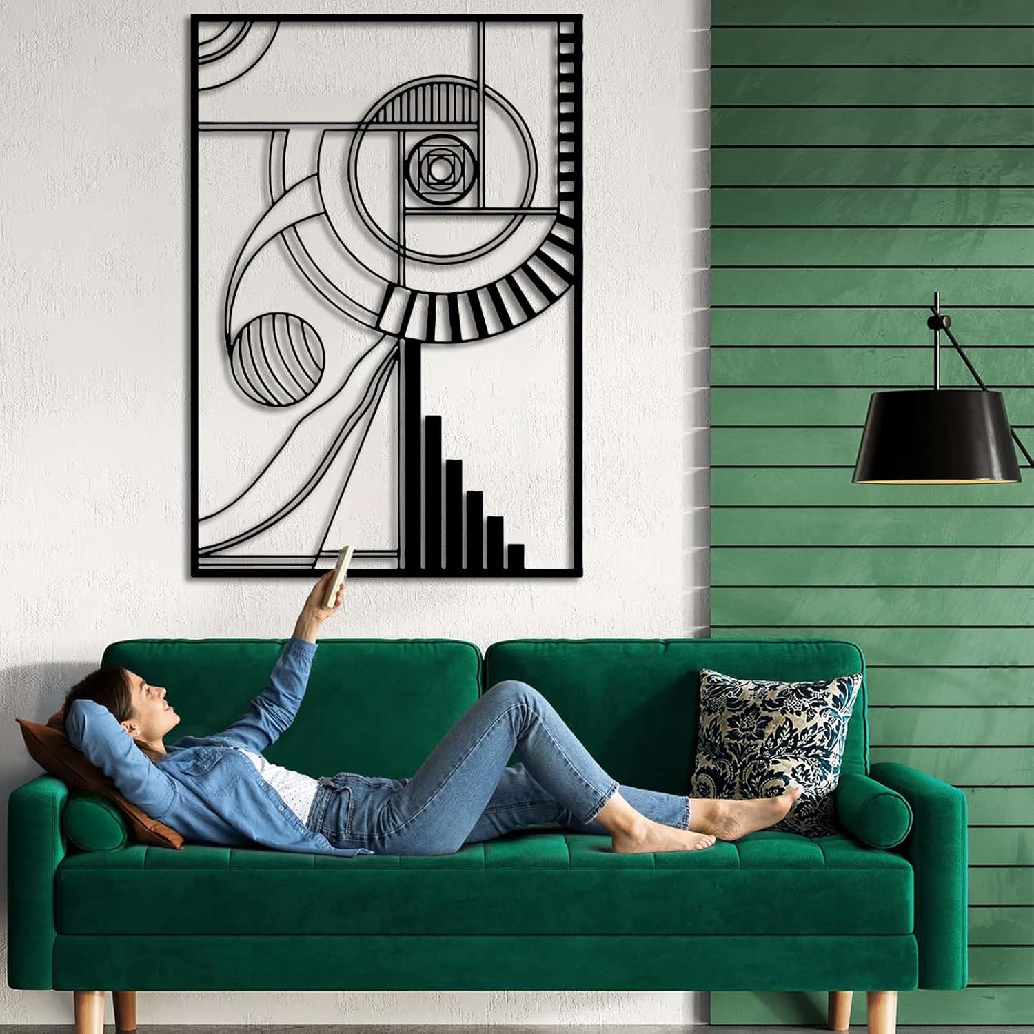 Sacred Geometry Wall Art, Golden Ratio Fibonacci Spiral Unique Metal Decor, Geometric, Modern Line, Living Room