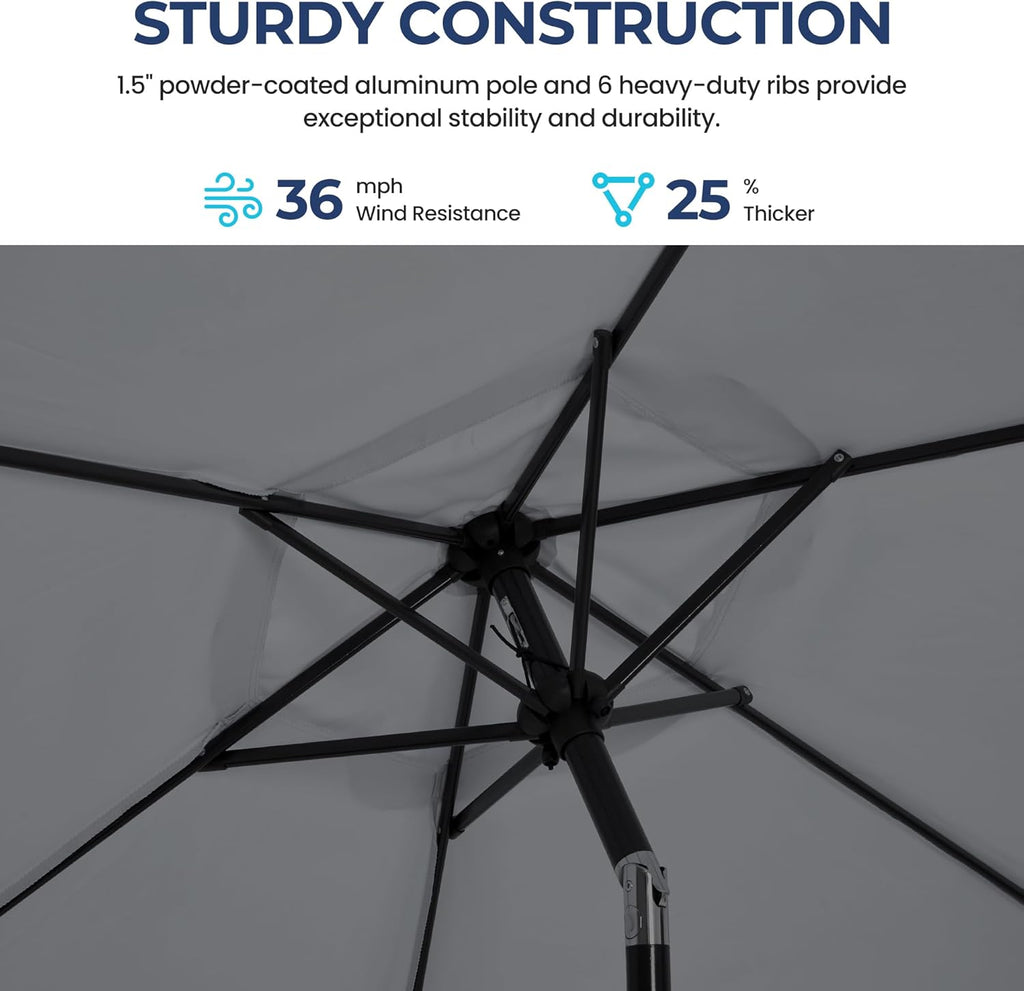 SUNVIVI OUTDOOR Outdoor Patio Umbrella, Patio Umbrella, Market Umbrella, Large Outdoor Umbrella, Metal Pole Umbrella with Push Button Tilt and Crank, Polyester Canopy