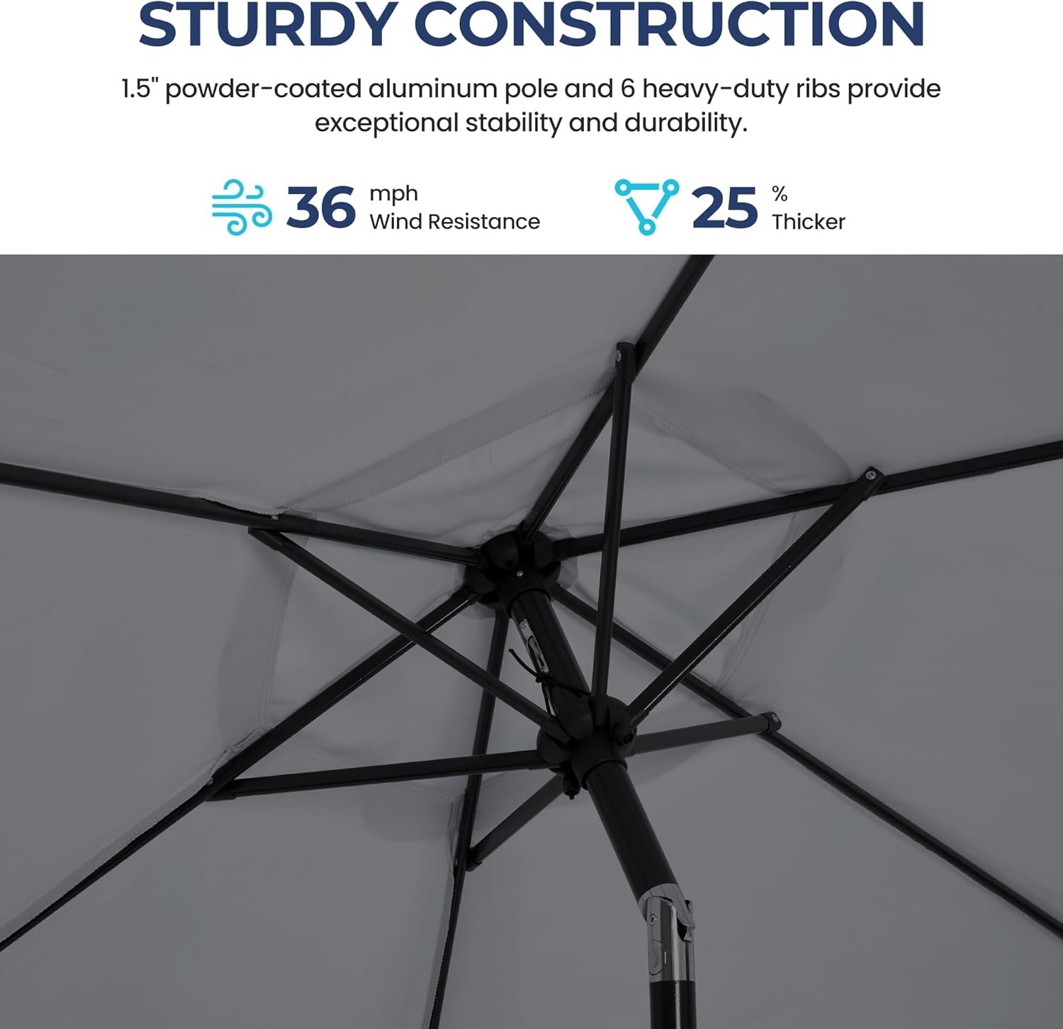 SUNVIVI OUTDOOR Outdoor Patio Umbrella, Patio Umbrella, Market Umbrella, Large Outdoor Umbrella, Metal Pole Umbrella with Push Button Tilt and Crank, Polyester Canopy
