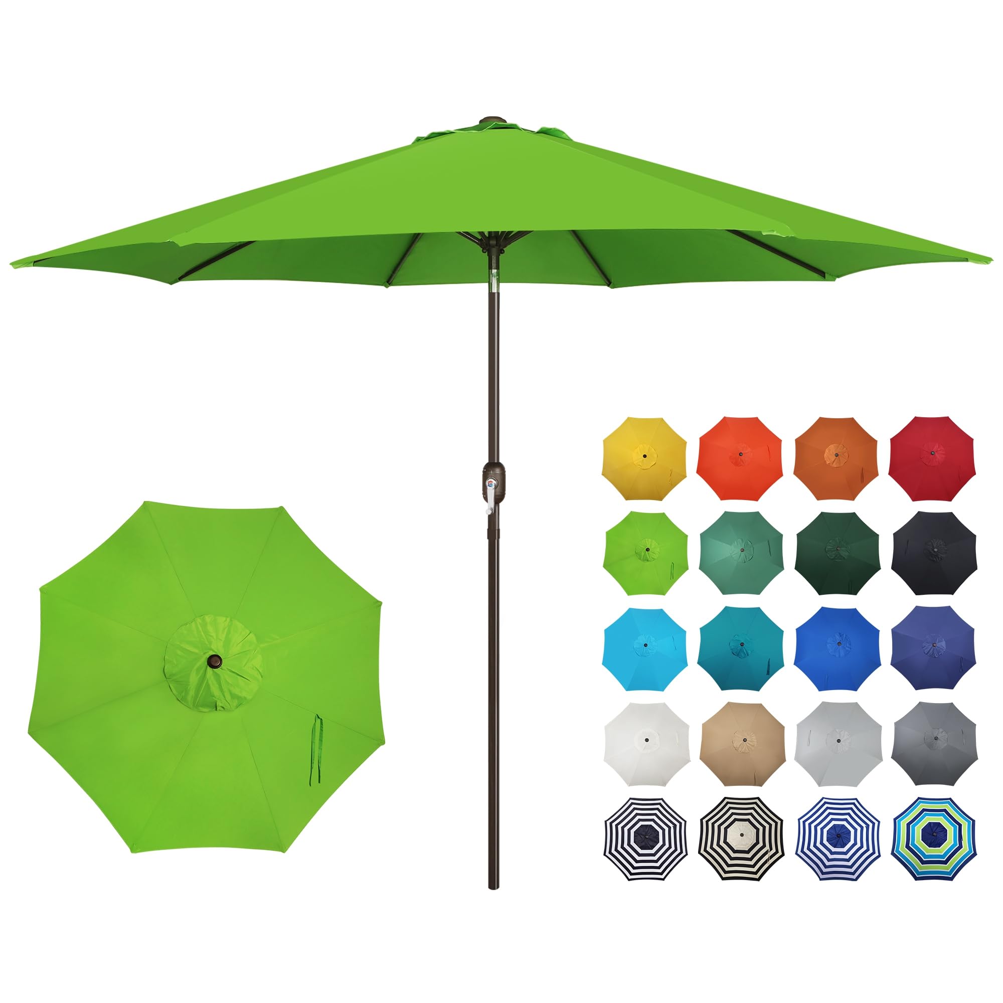 Blissun 10FT Outdoor Patio Umbrella, Outdoor Table Umbrella, Yard Umbrella, Market Umbrella with 8 Sturdy Ribs, Push Button Tilt and Crank