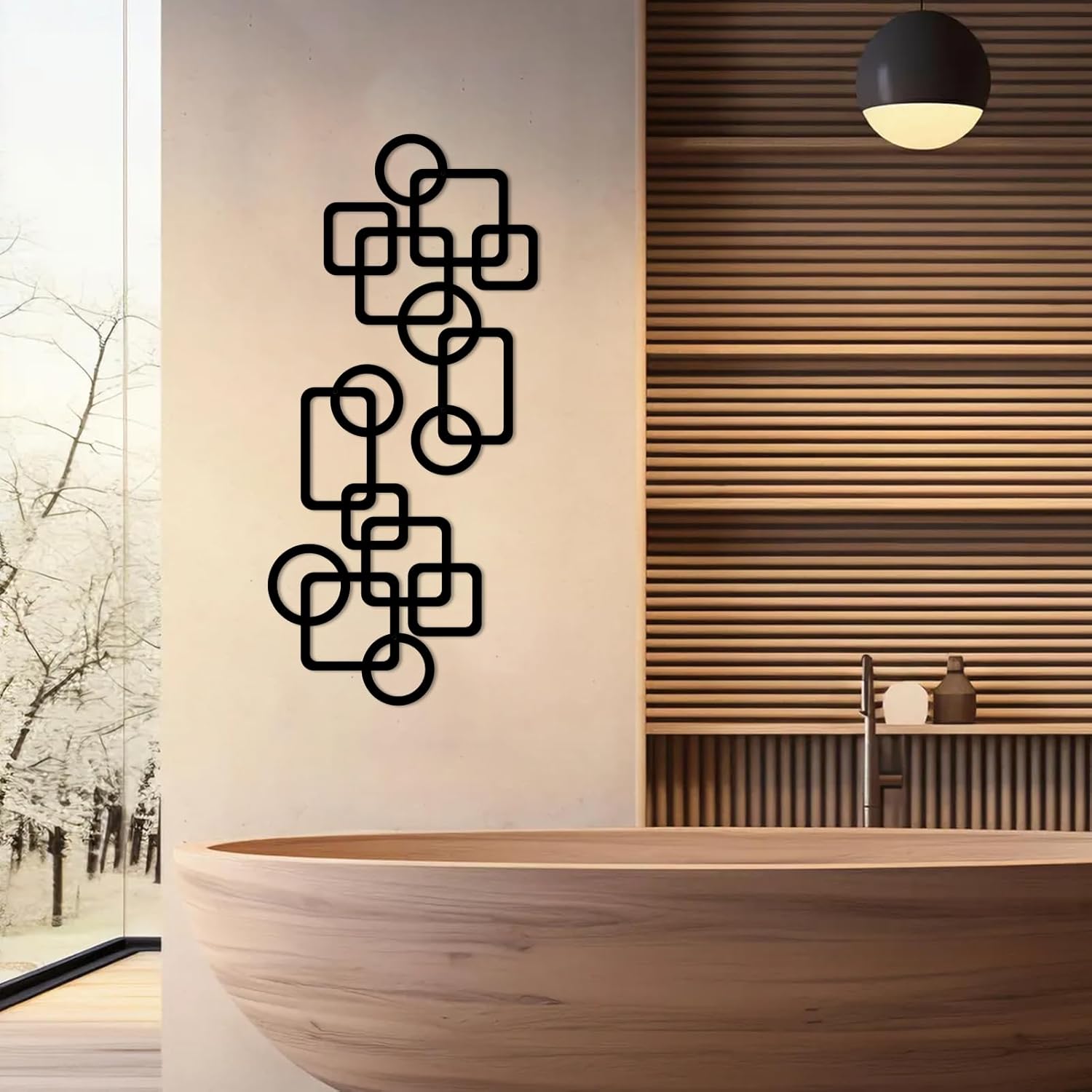 2 Pcs Mid Century Metal Wall Art, 3D Abstract Black