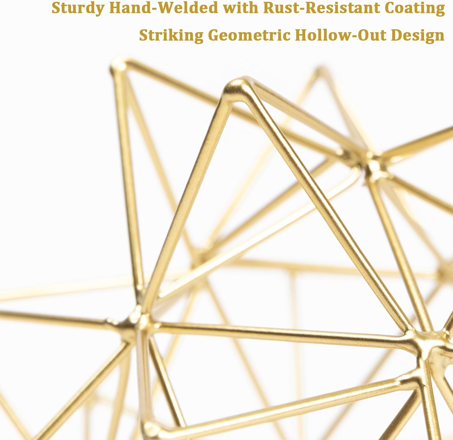 5.75" Gold Decorative Sphere, Metal Geometric Tabletop Decoration, Abstract Gold Decorative Ball, 3D Tabletop Sculpture for Home Metal Sphere Decor