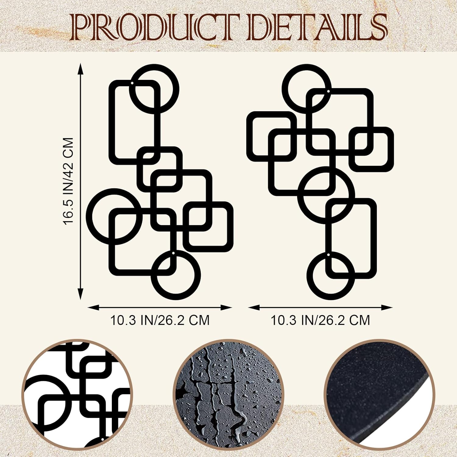 2 Pcs Mid Century Metal Wall Art, 3D Abstract Black