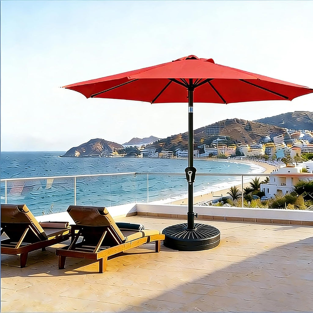 9FT Patio Umbrella - Wind Resistant Outdoor Market Umbrella with Waterproof 180G PG Fabric, UPF 50+ Sun Protection, Heavy Duty Aluminum Pole for Garden, Beach, Deck, Backyard, Red