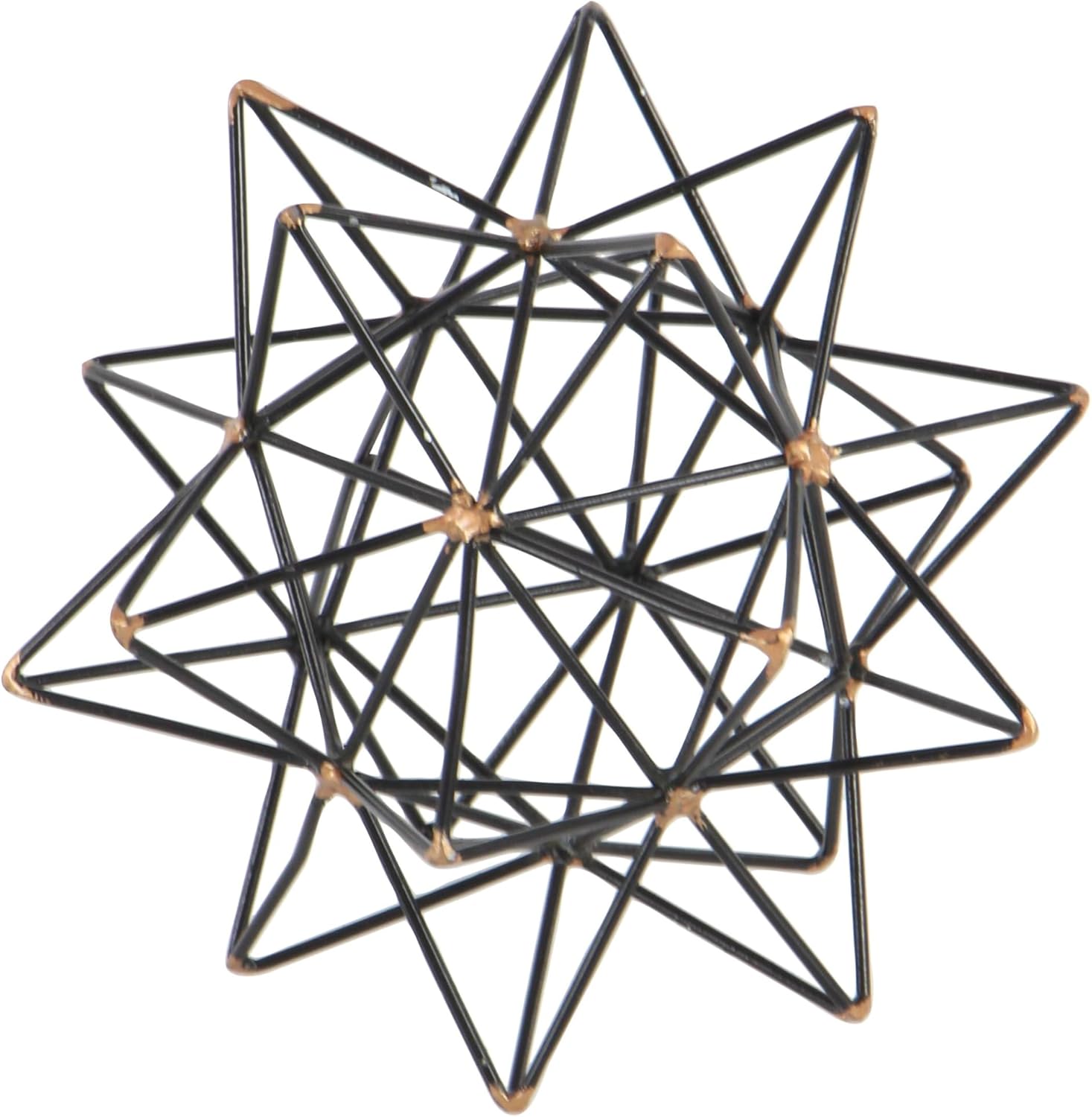 Deco 79 Metal Geometric Decorative Sculpture Home Decor Statue with Gold Accents, Accent Figurine 7" x 7" x 7", Black